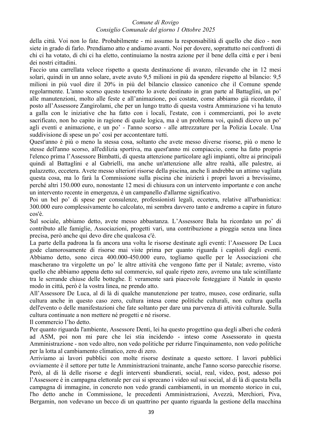 Pagina 39 del verbale