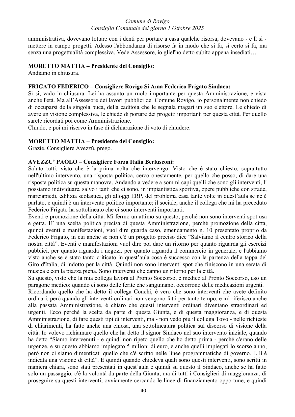 Pagina 40 del verbale