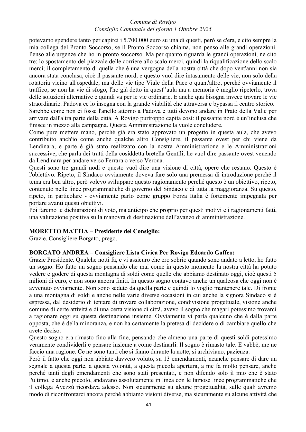 Pagina 41 del verbale