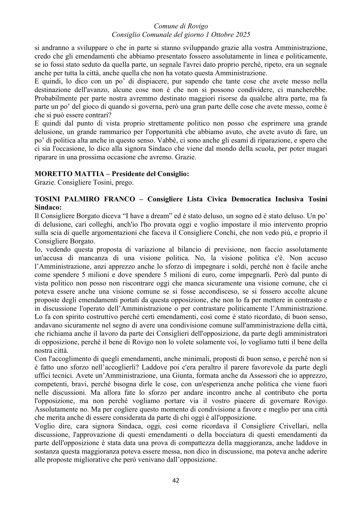 Pagina 42 del verbale