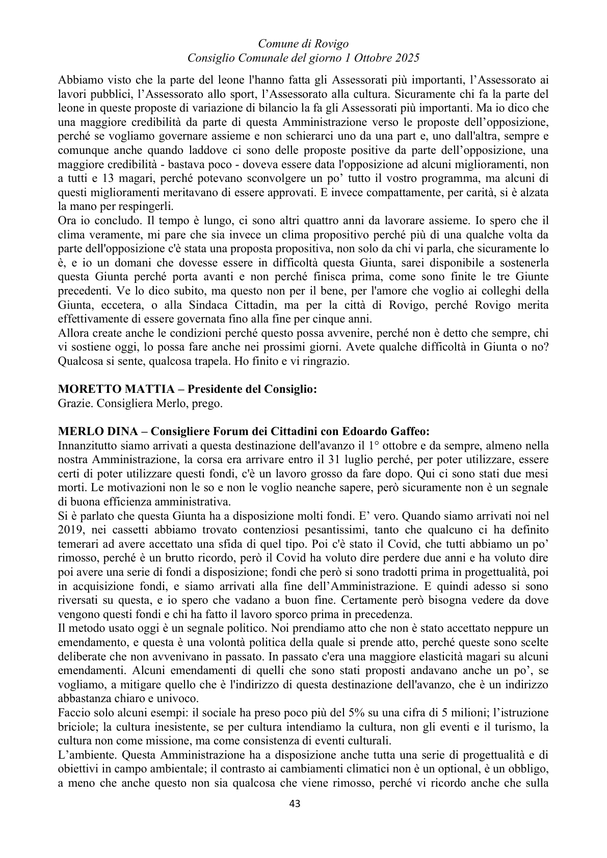Pagina 43 del verbale