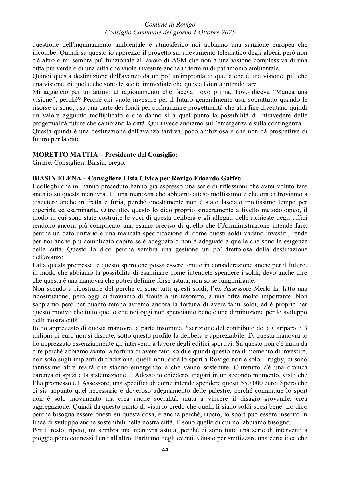 Pagina 44 del verbale