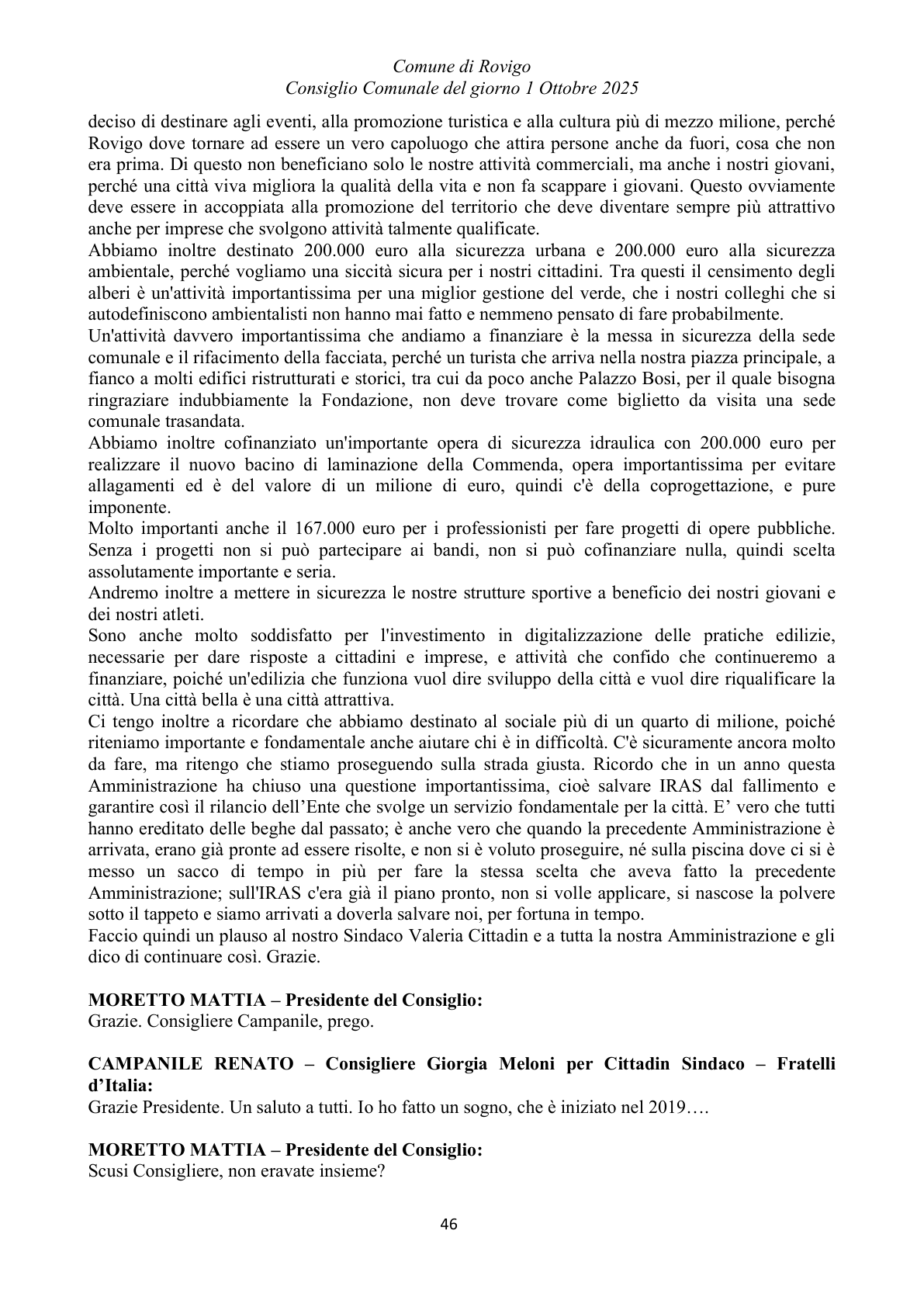 Pagina 46 del verbale