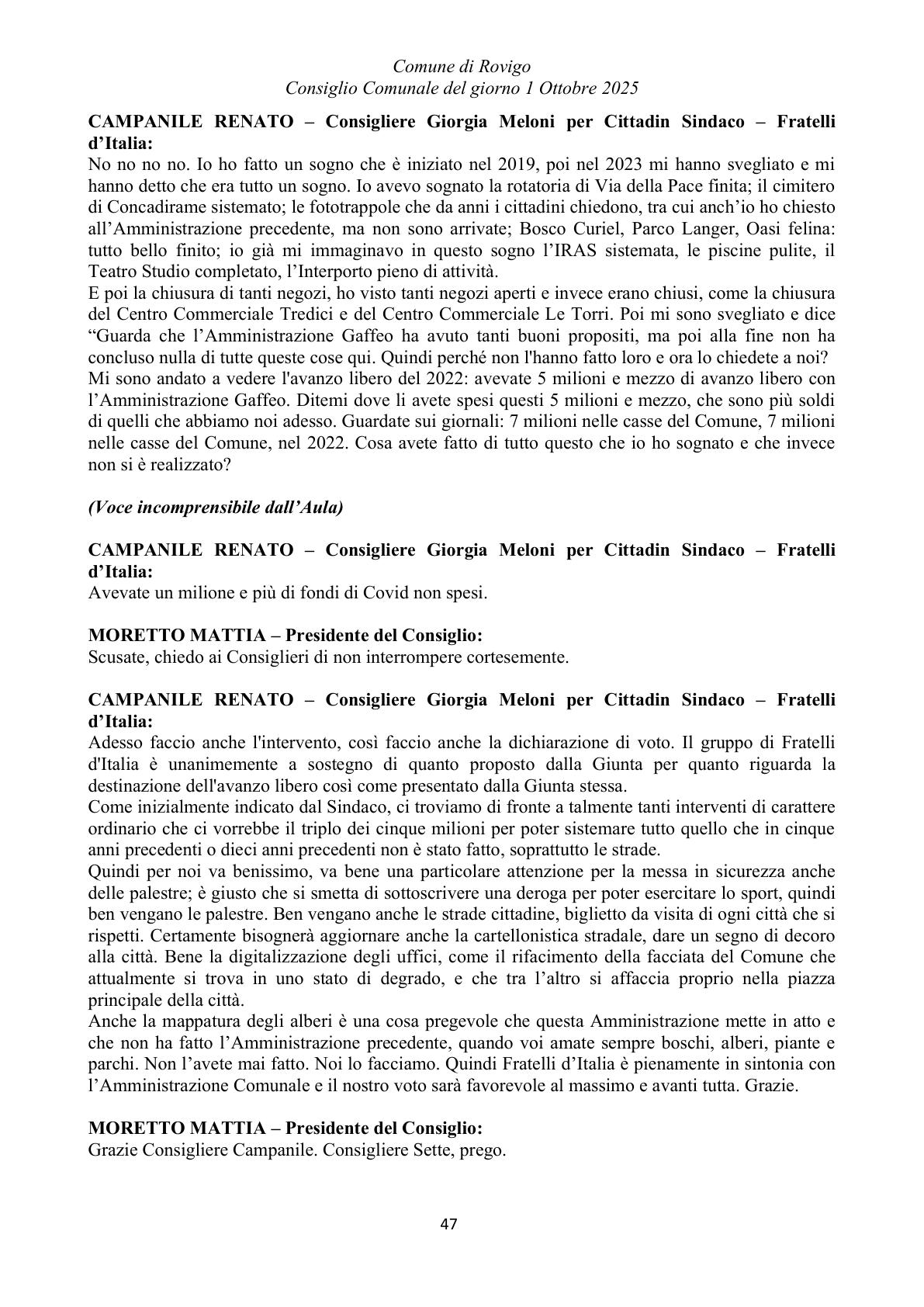 Pagina 47 del verbale