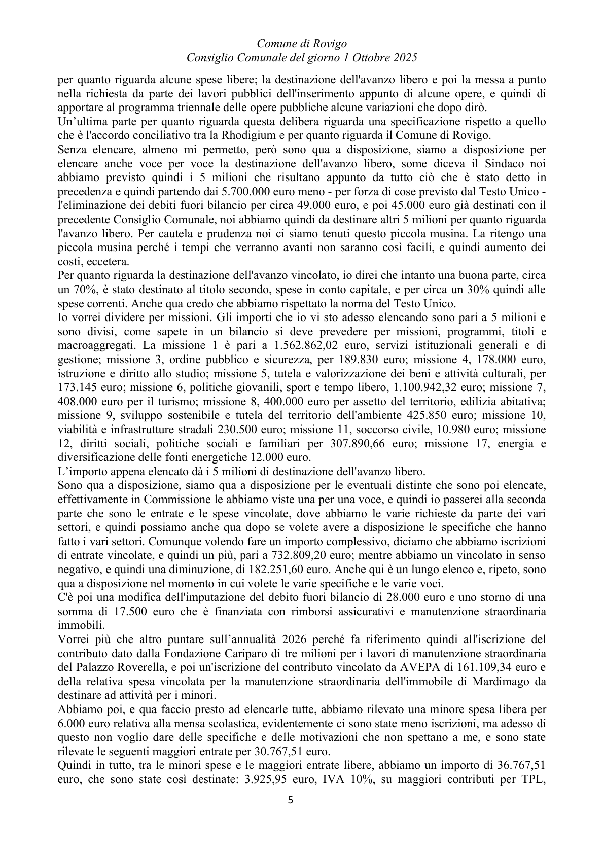 Pagina 5 del verbale