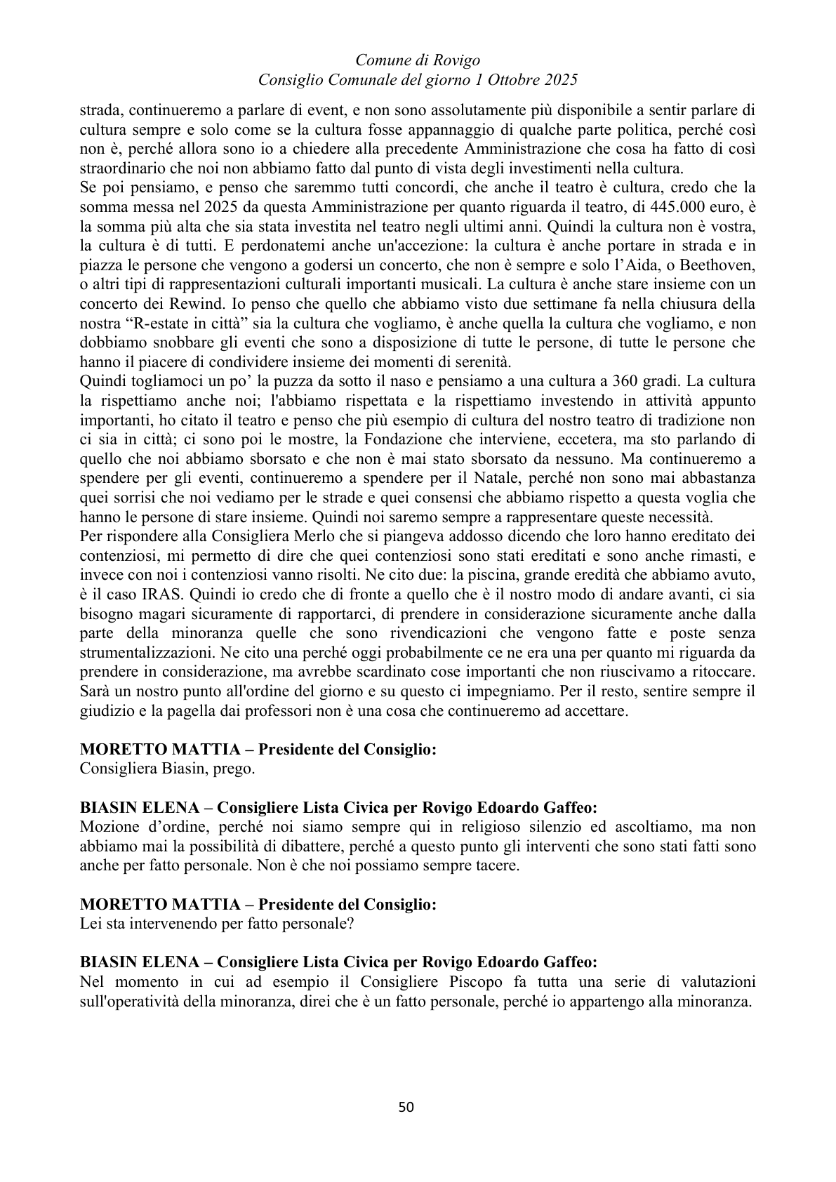 Pagina 50 del verbale