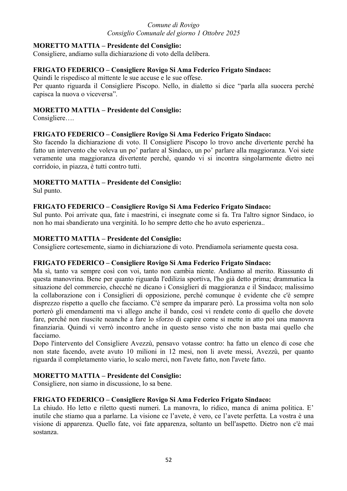 Pagina 52 del verbale