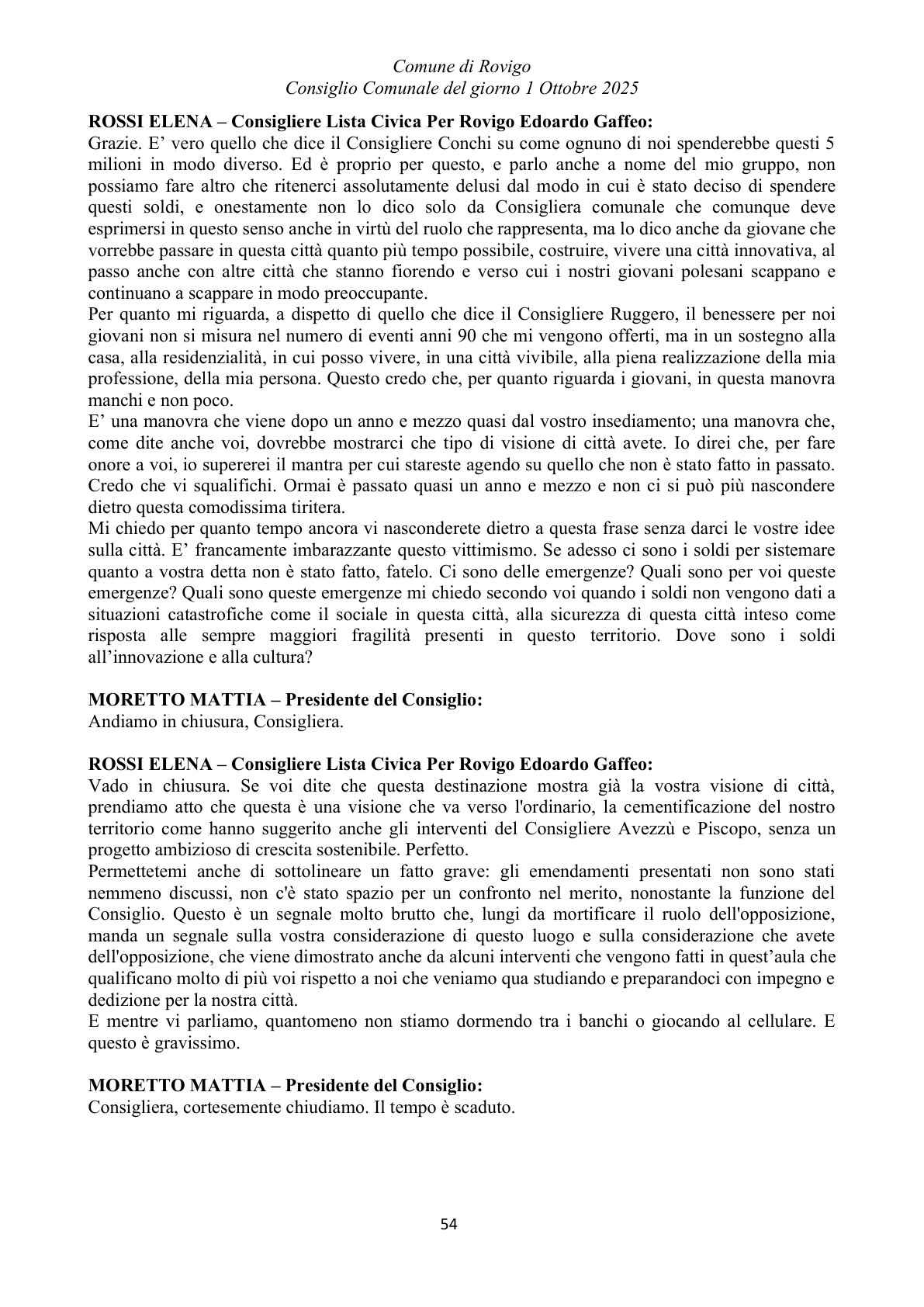 Pagina 54 del verbale