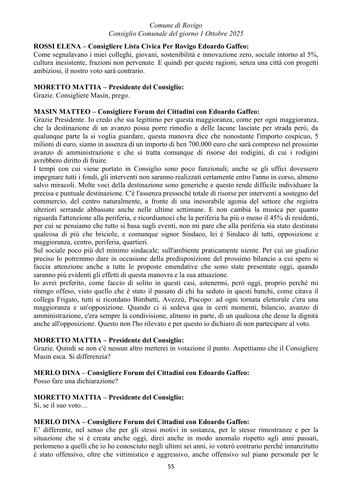 Pagina 55 del verbale