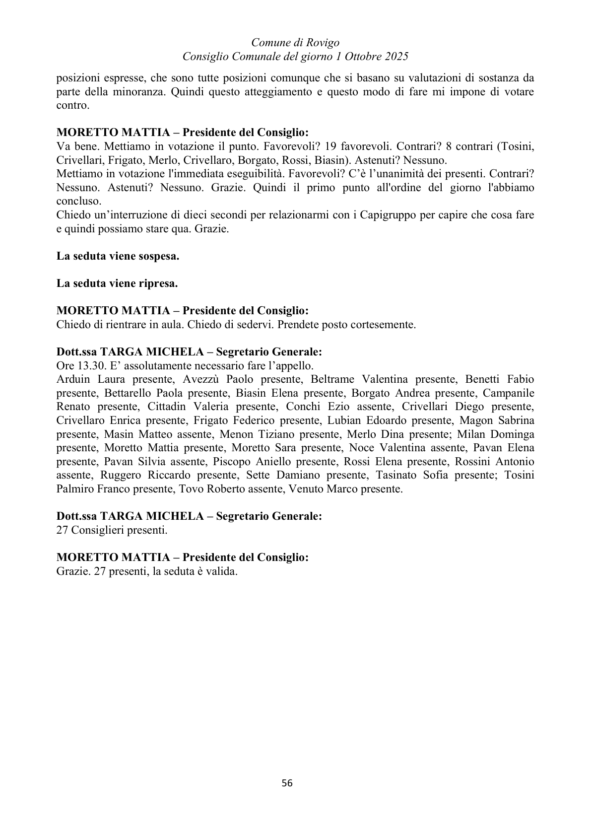 Pagina 56 del verbale