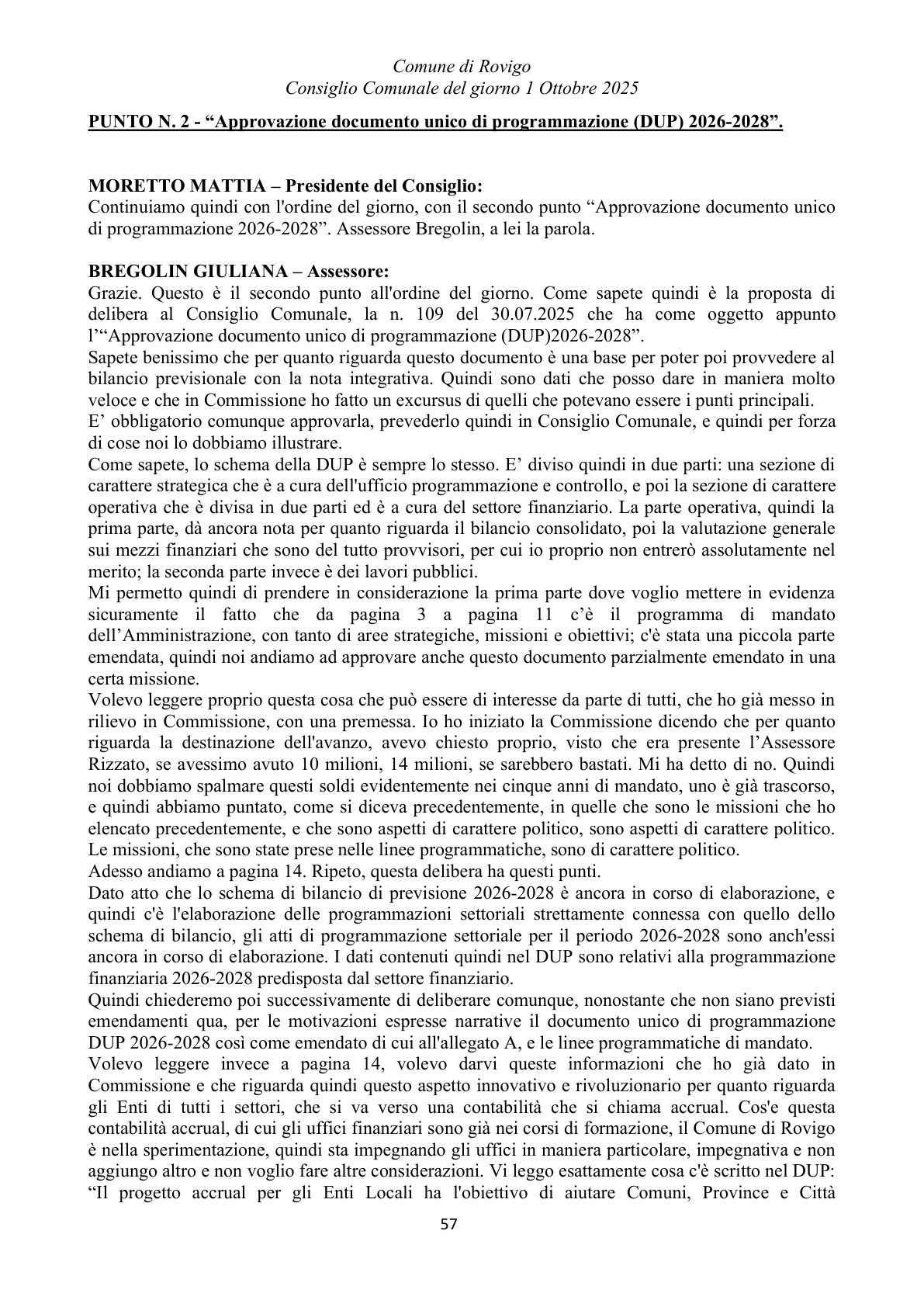 Pagina 57 del verbale