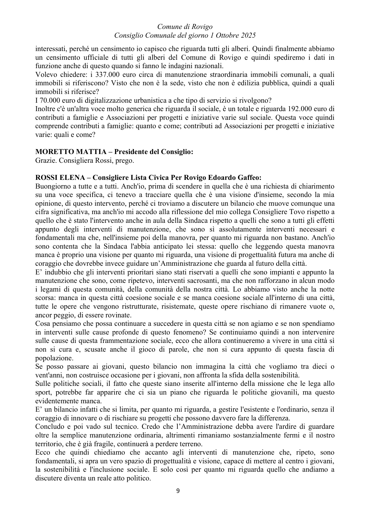 Pagina 9 del verbale