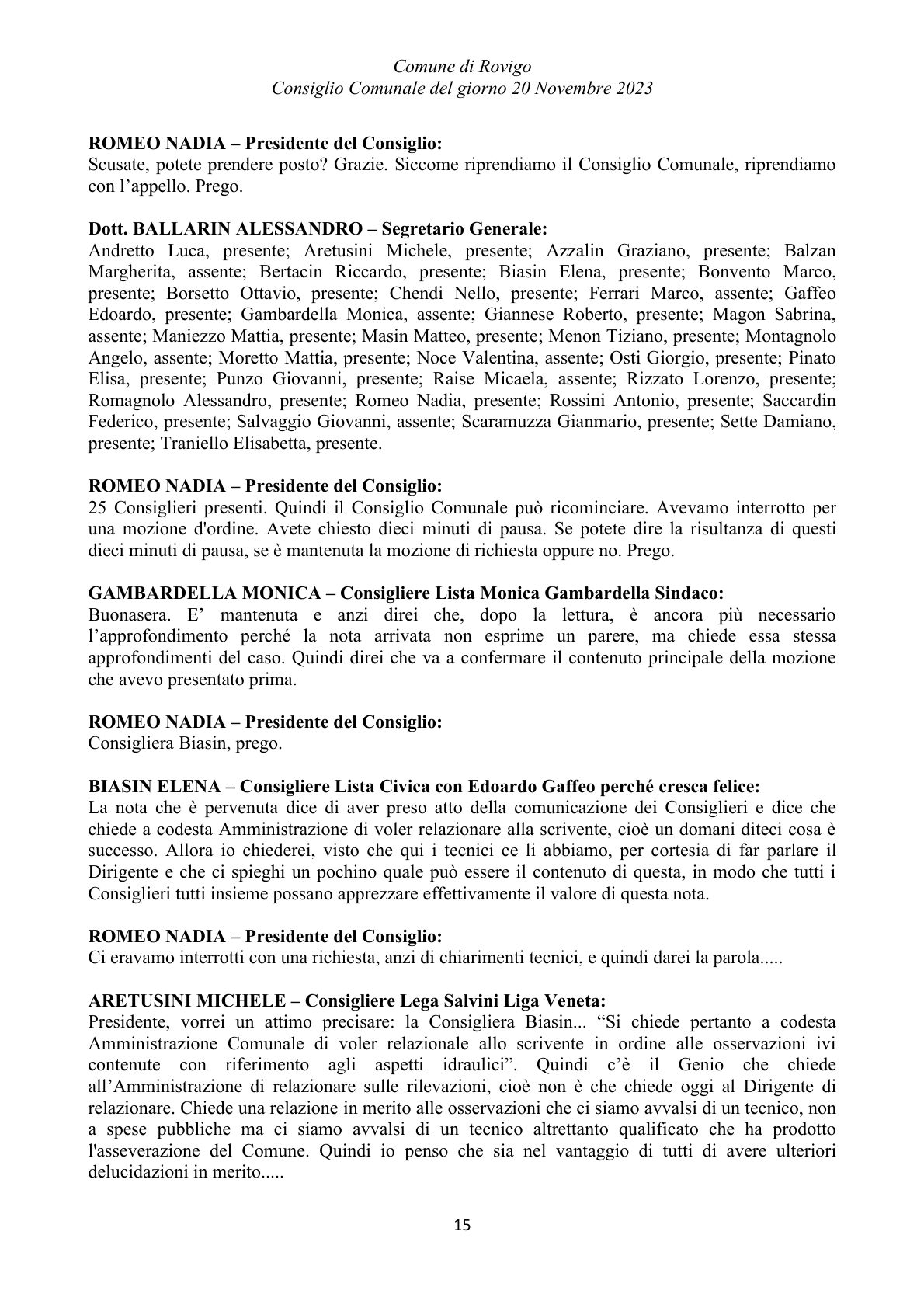Pagina 15 del verbale