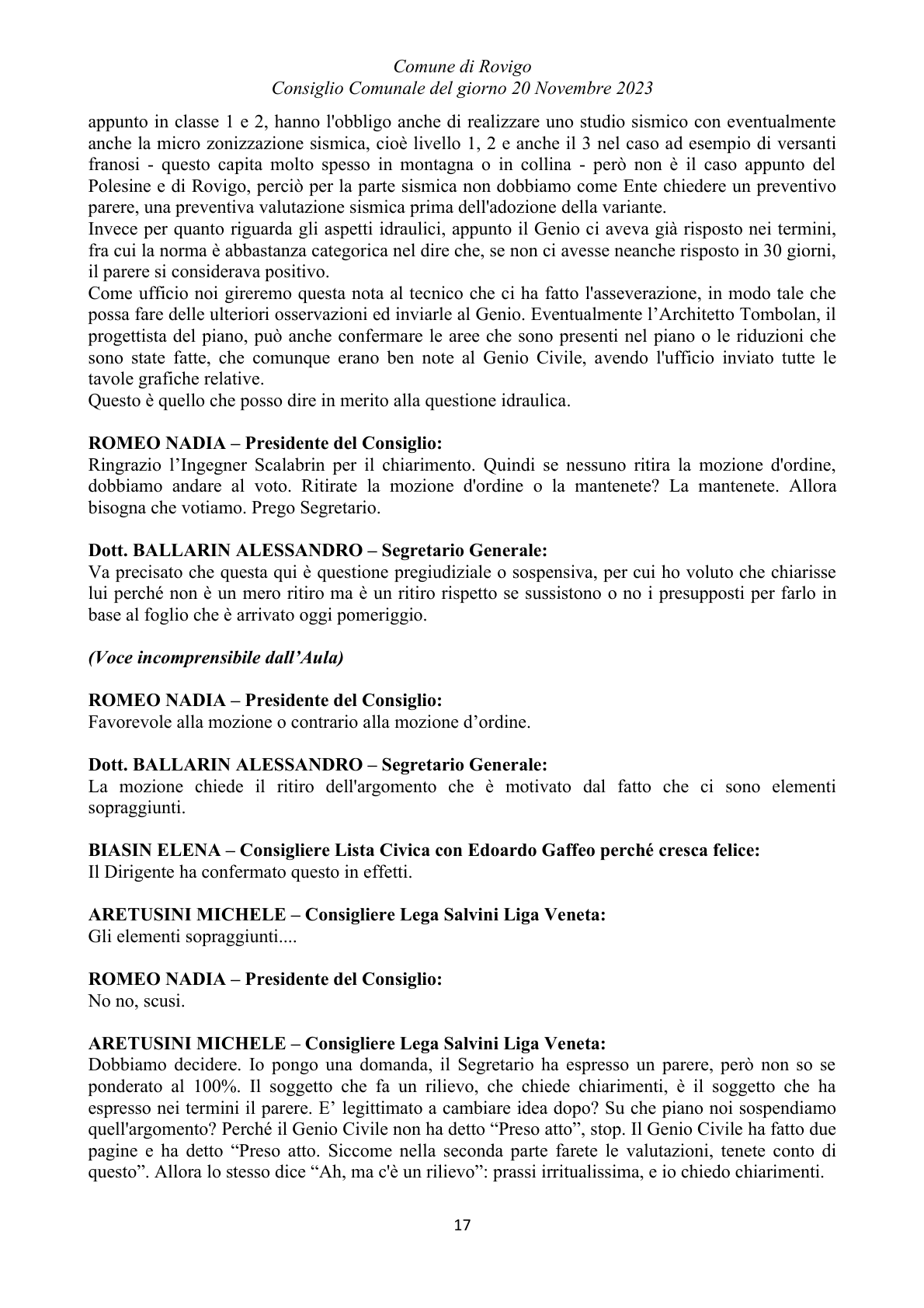 Pagina 17 del verbale