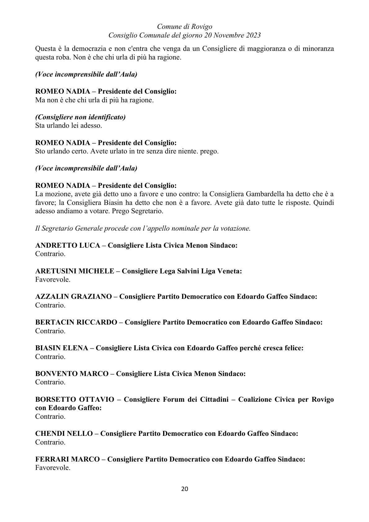 Pagina 20 del verbale