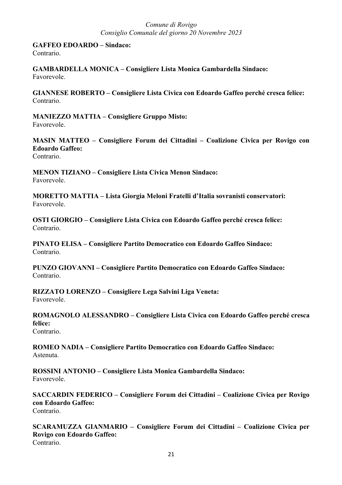 Pagina 21 del verbale