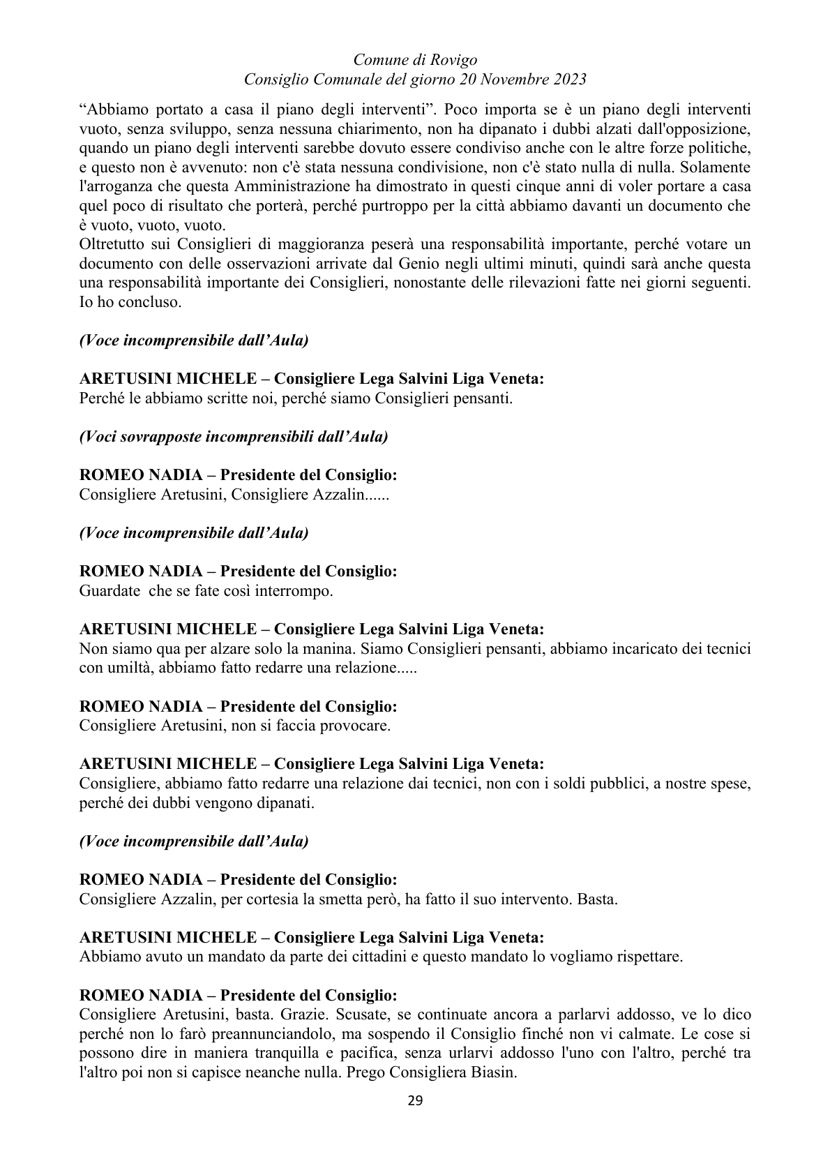 Pagina 29 del verbale
