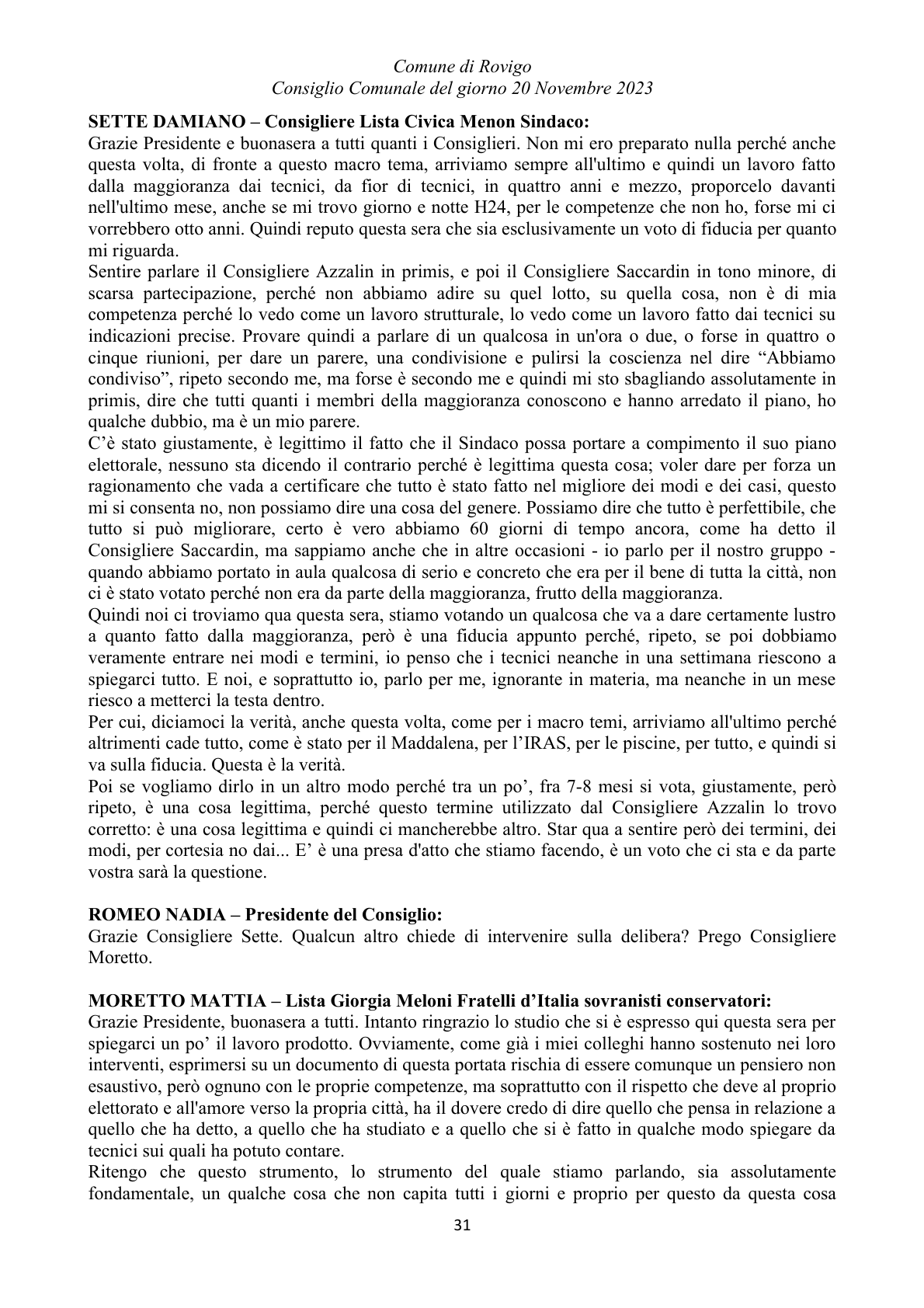Pagina 31 del verbale