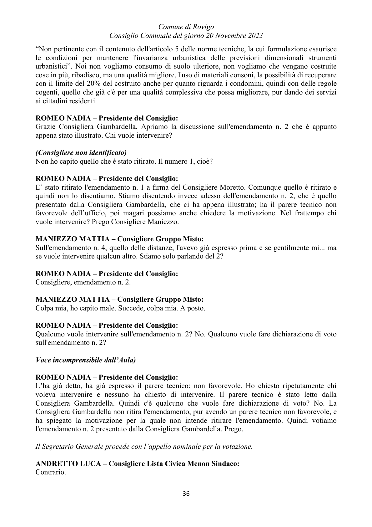 Pagina 36 del verbale