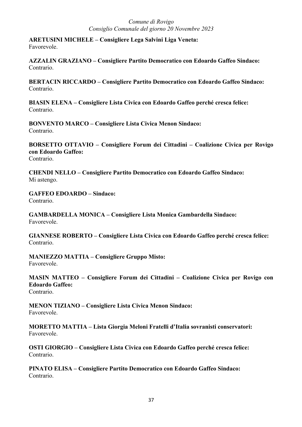Pagina 37 del verbale