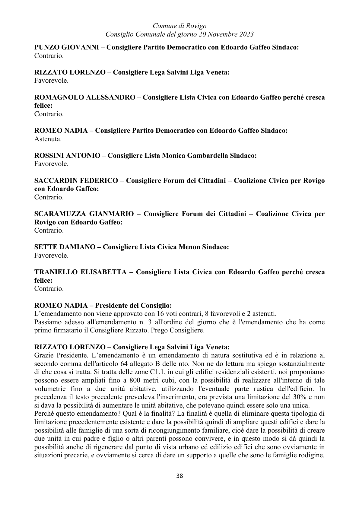 Pagina 38 del verbale