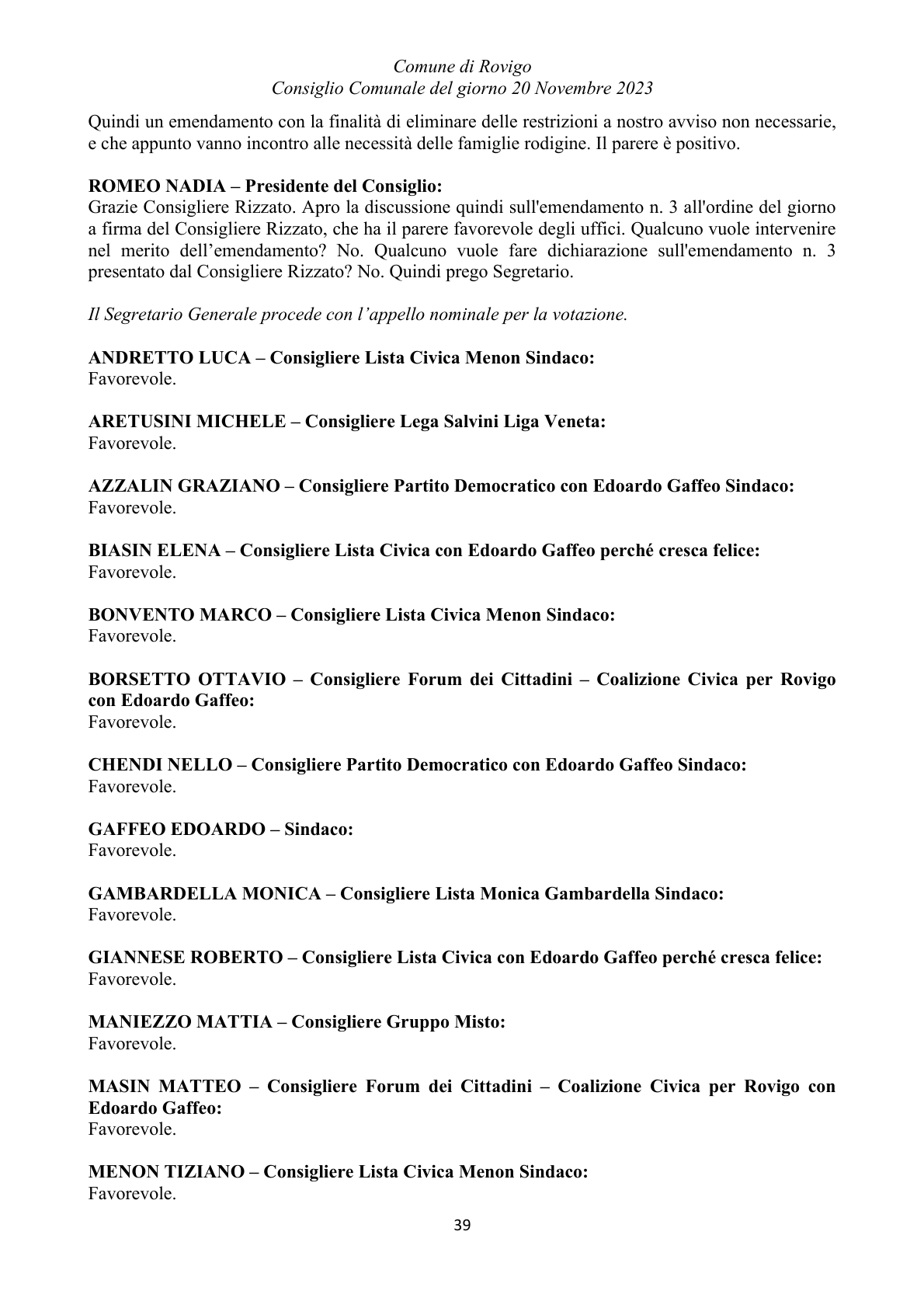 Pagina 39 del verbale