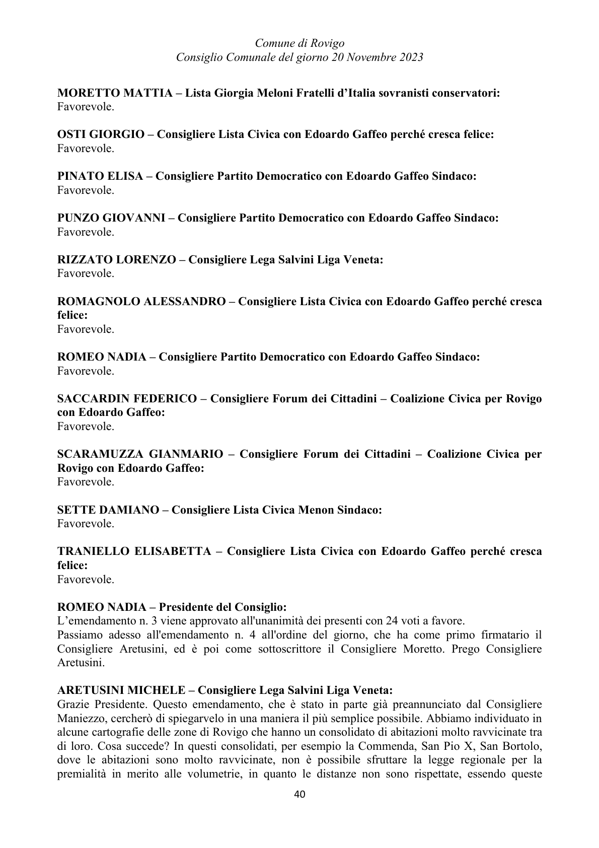 Pagina 40 del verbale