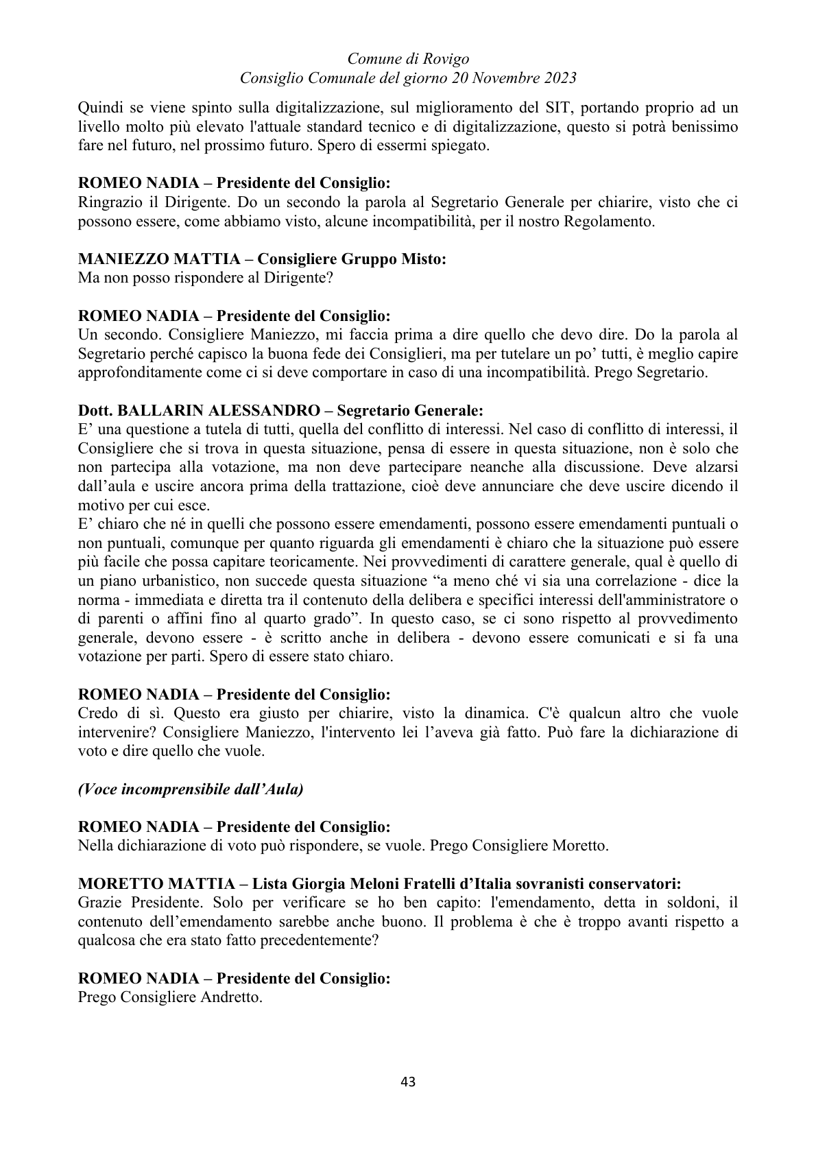 Pagina 43 del verbale