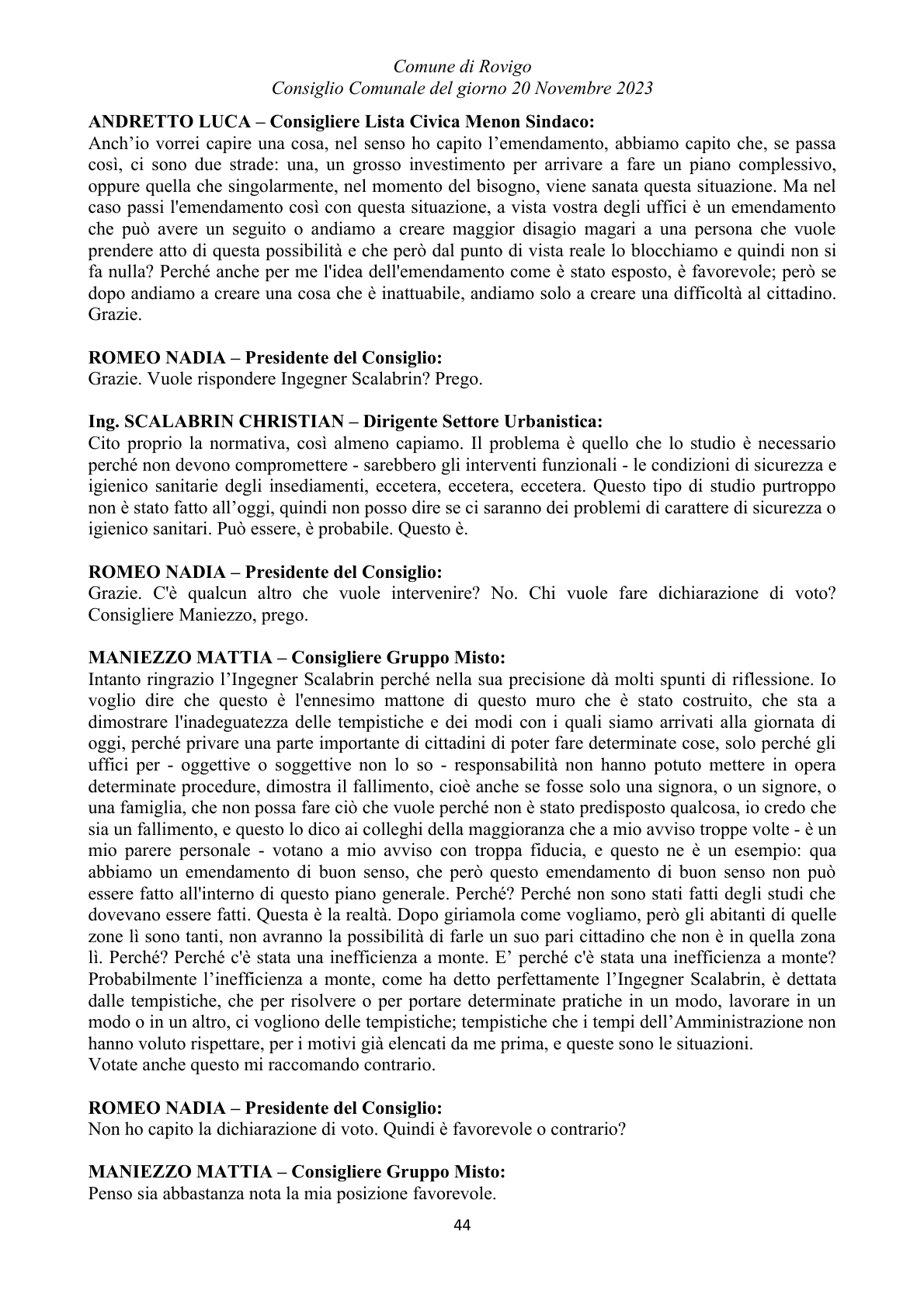 Pagina 44 del verbale
