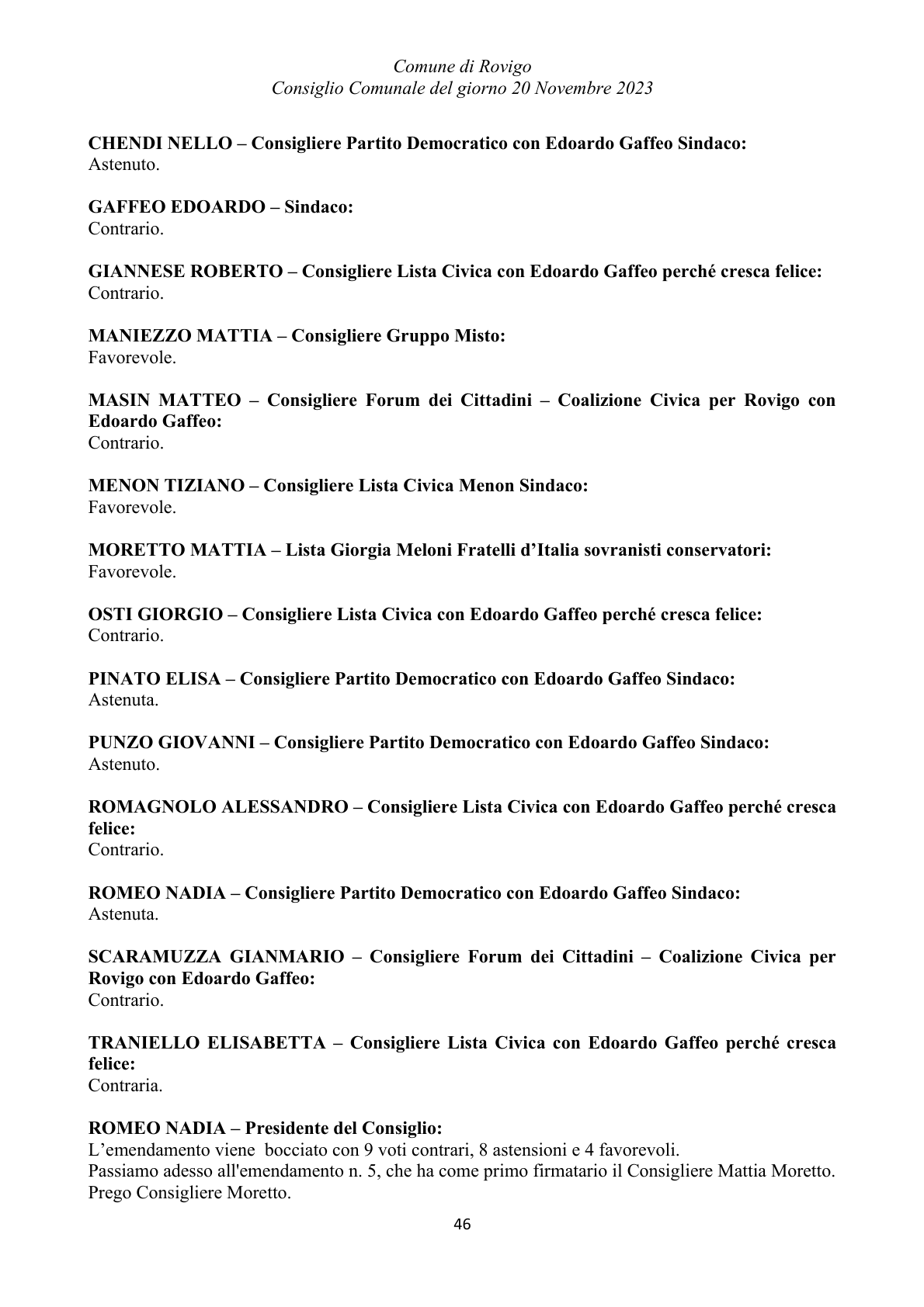 Pagina 46 del verbale