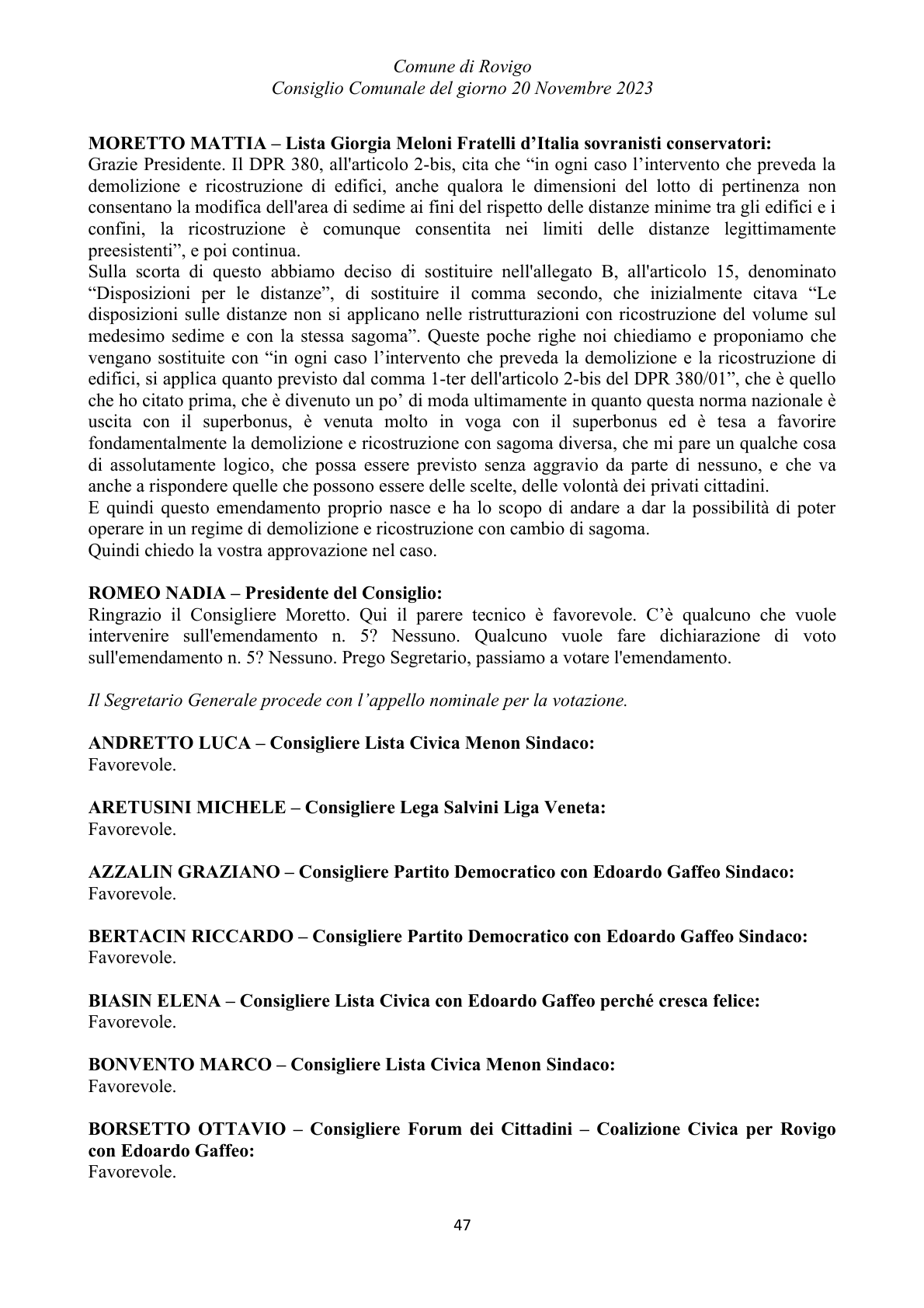Pagina 47 del verbale