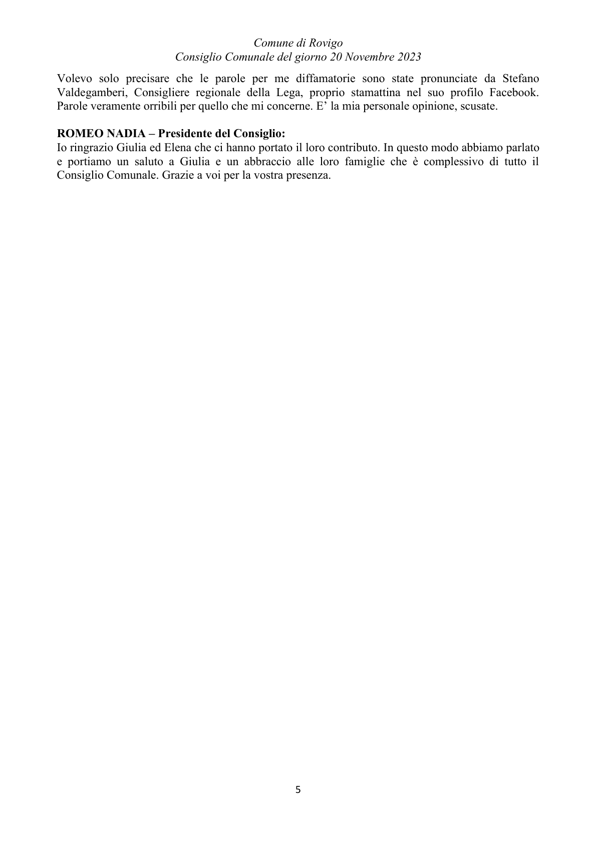 Pagina 5 del verbale
