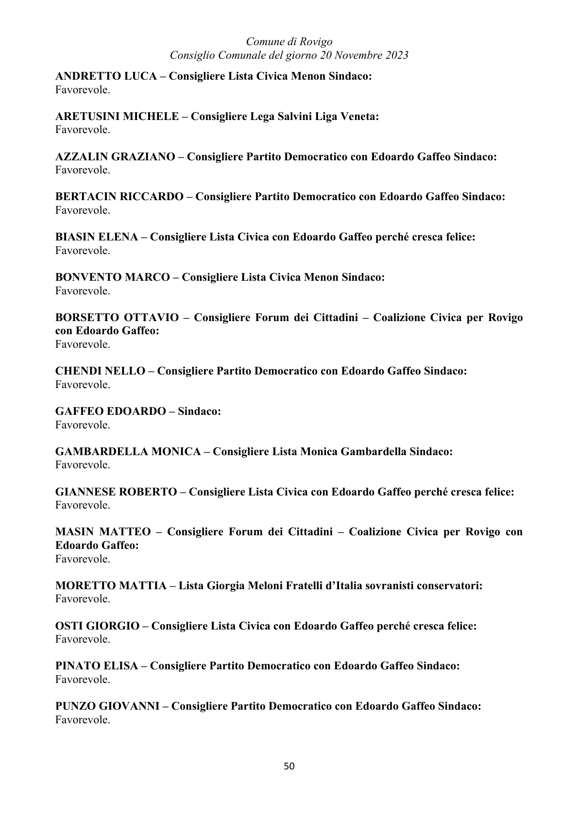 Pagina 50 del verbale