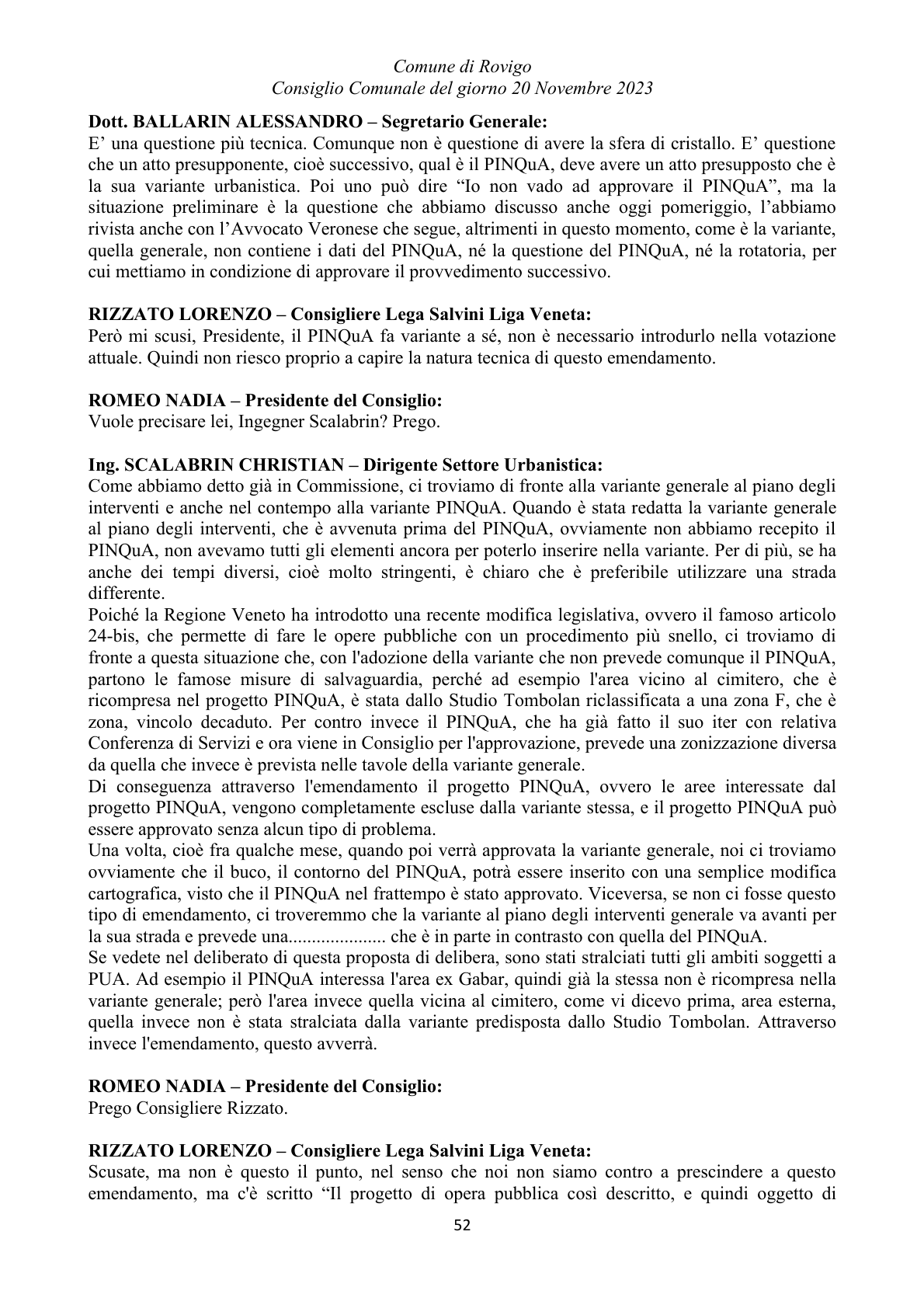Pagina 52 del verbale