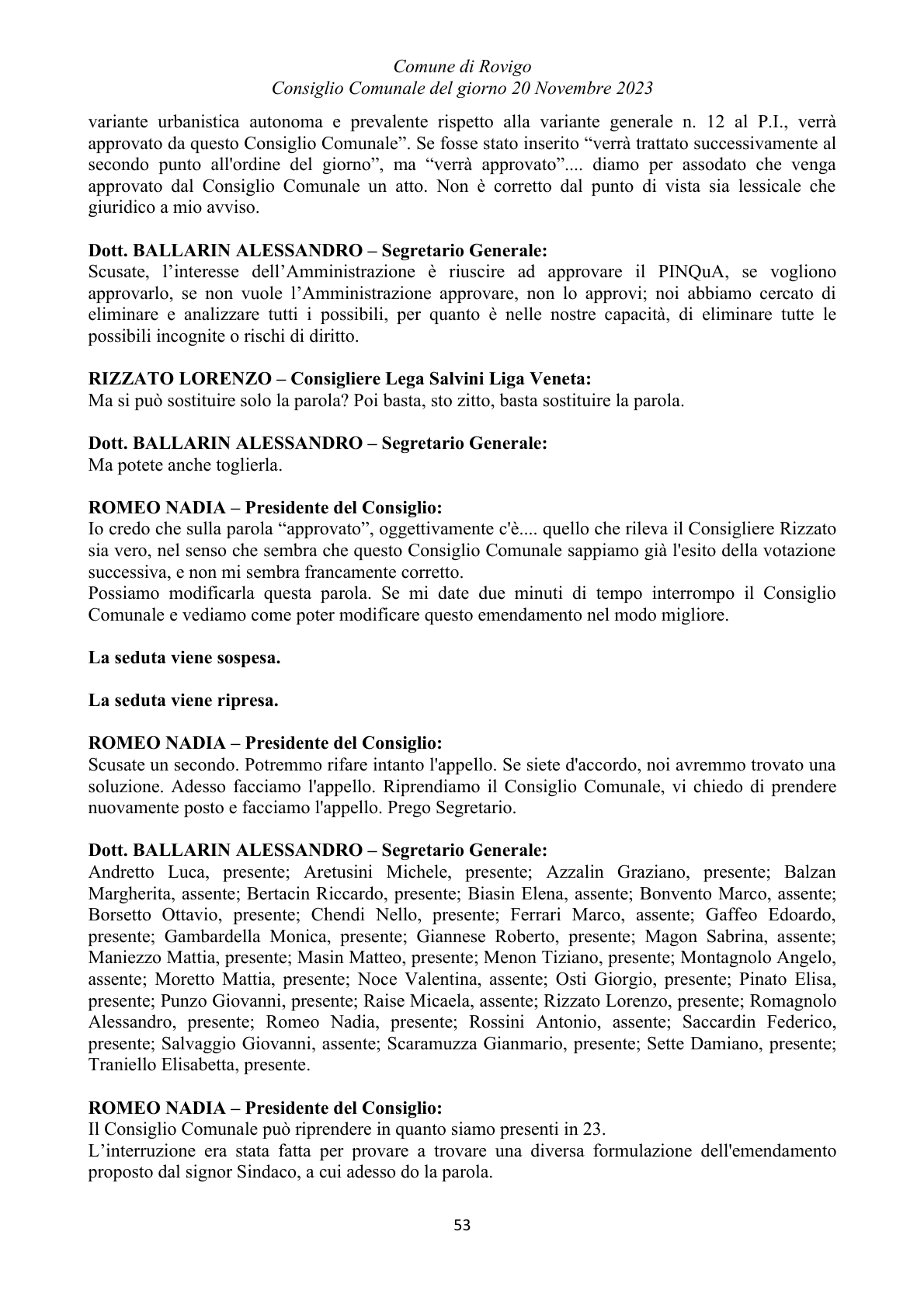 Pagina 53 del verbale
