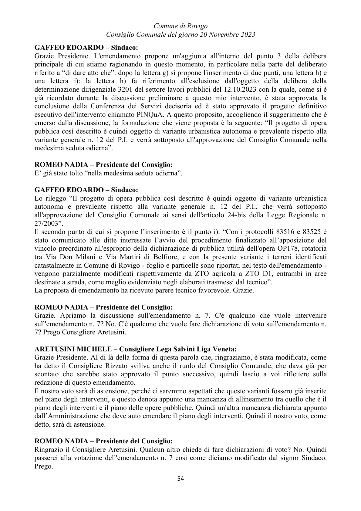 Pagina 54 del verbale