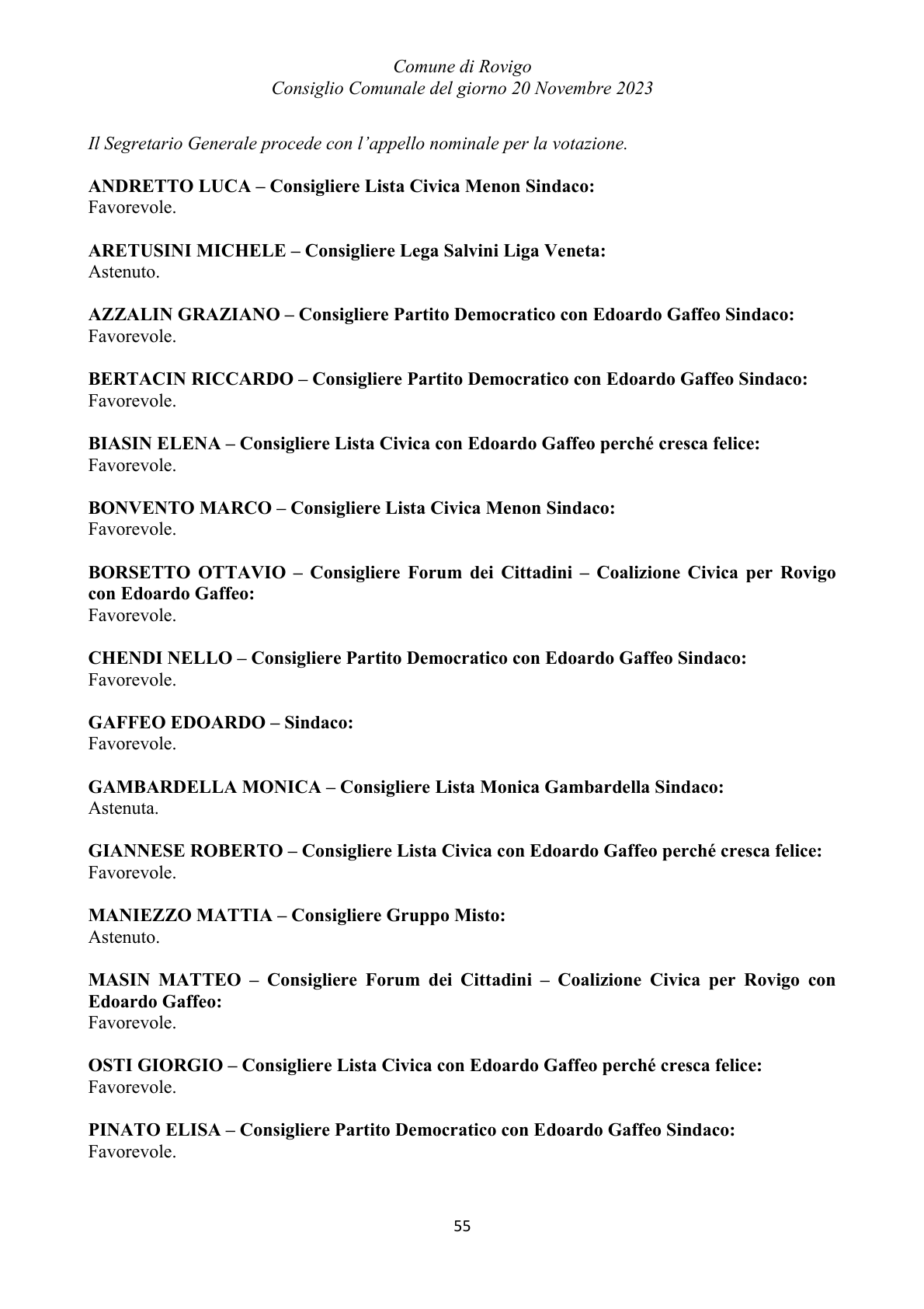 Pagina 55 del verbale