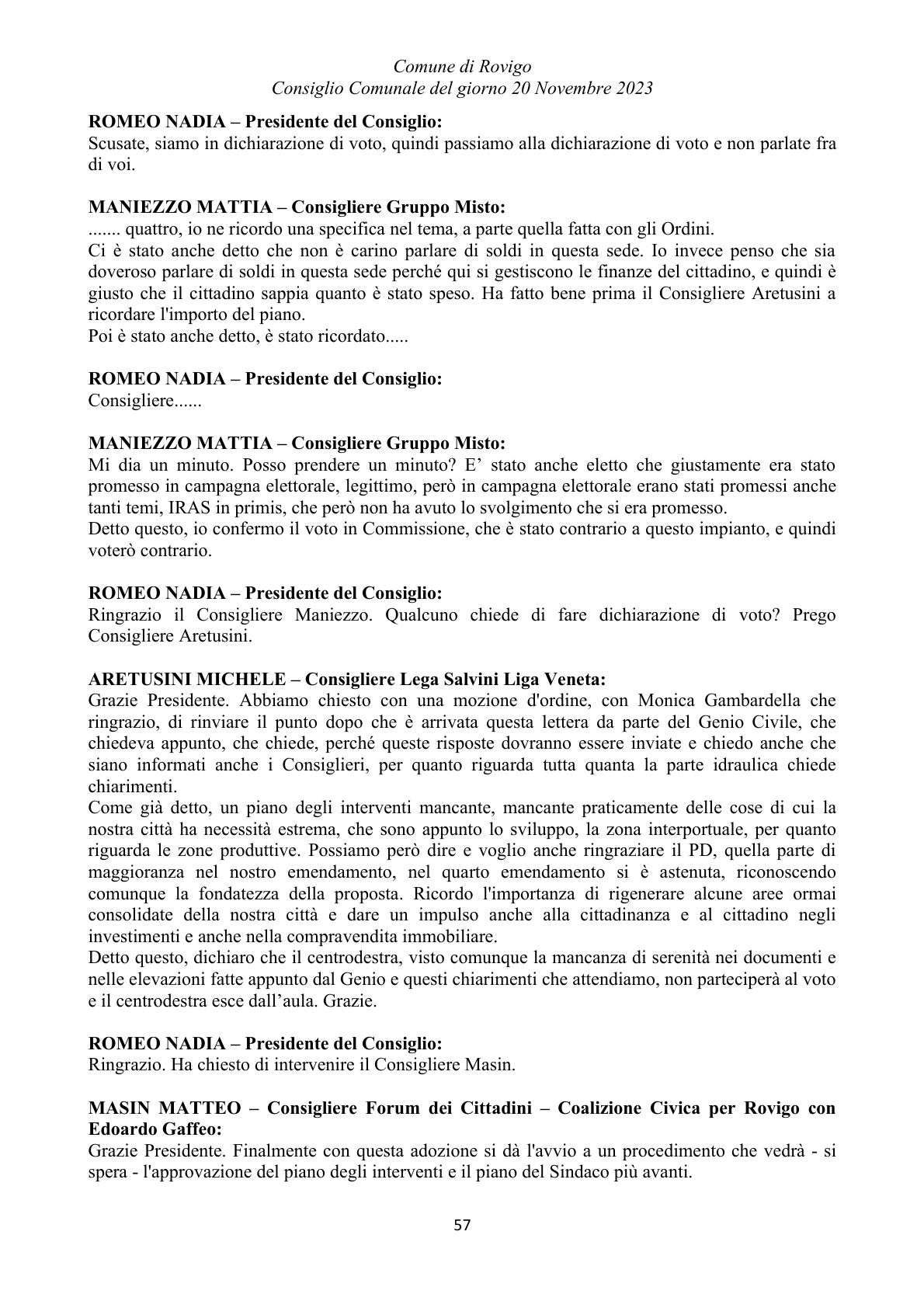 Pagina 57 del verbale