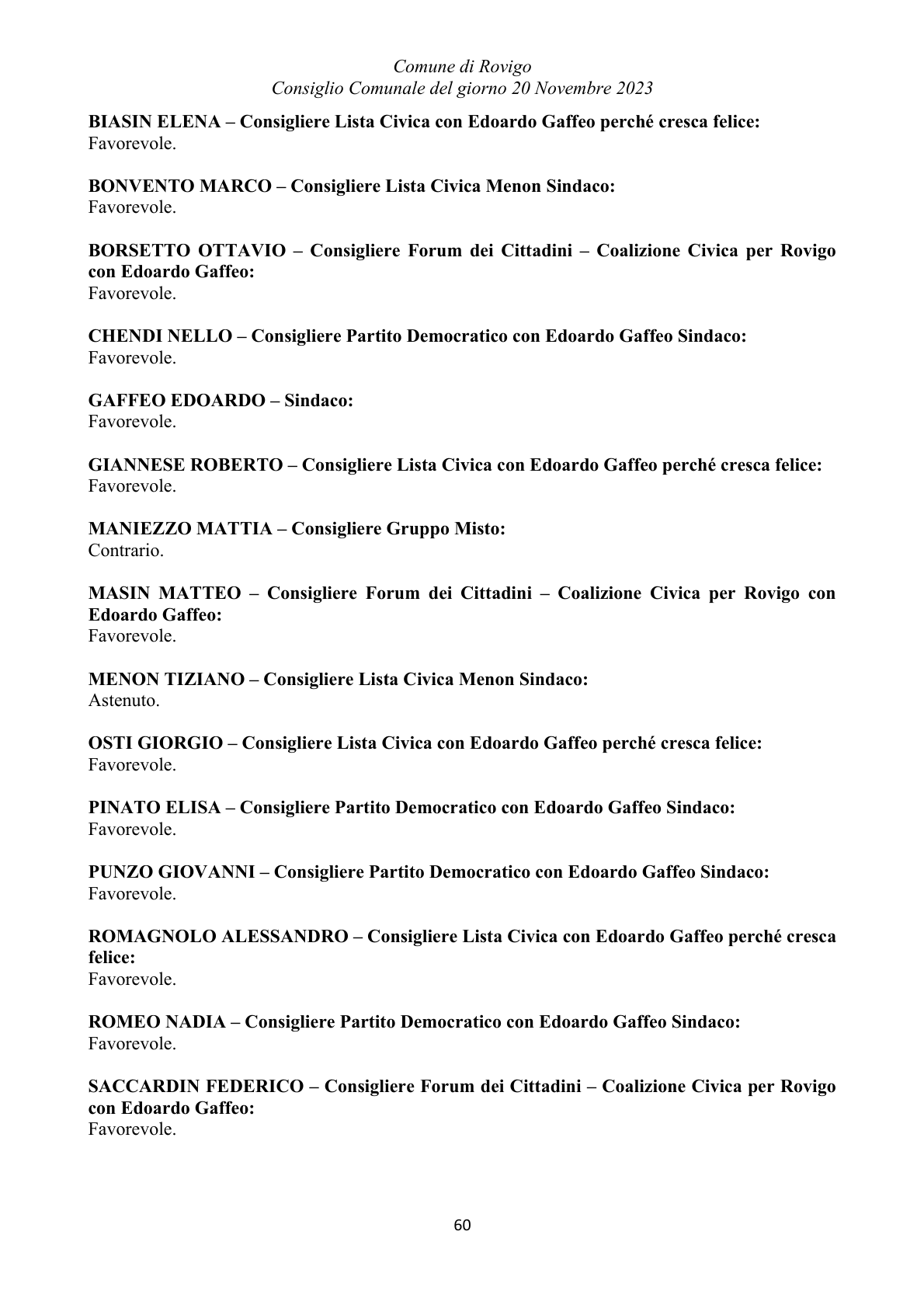 Pagina 60 del verbale