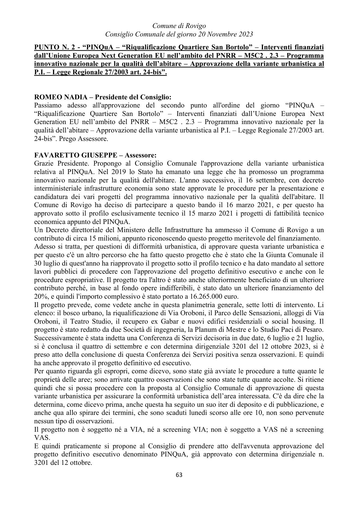 Pagina 63 del verbale
