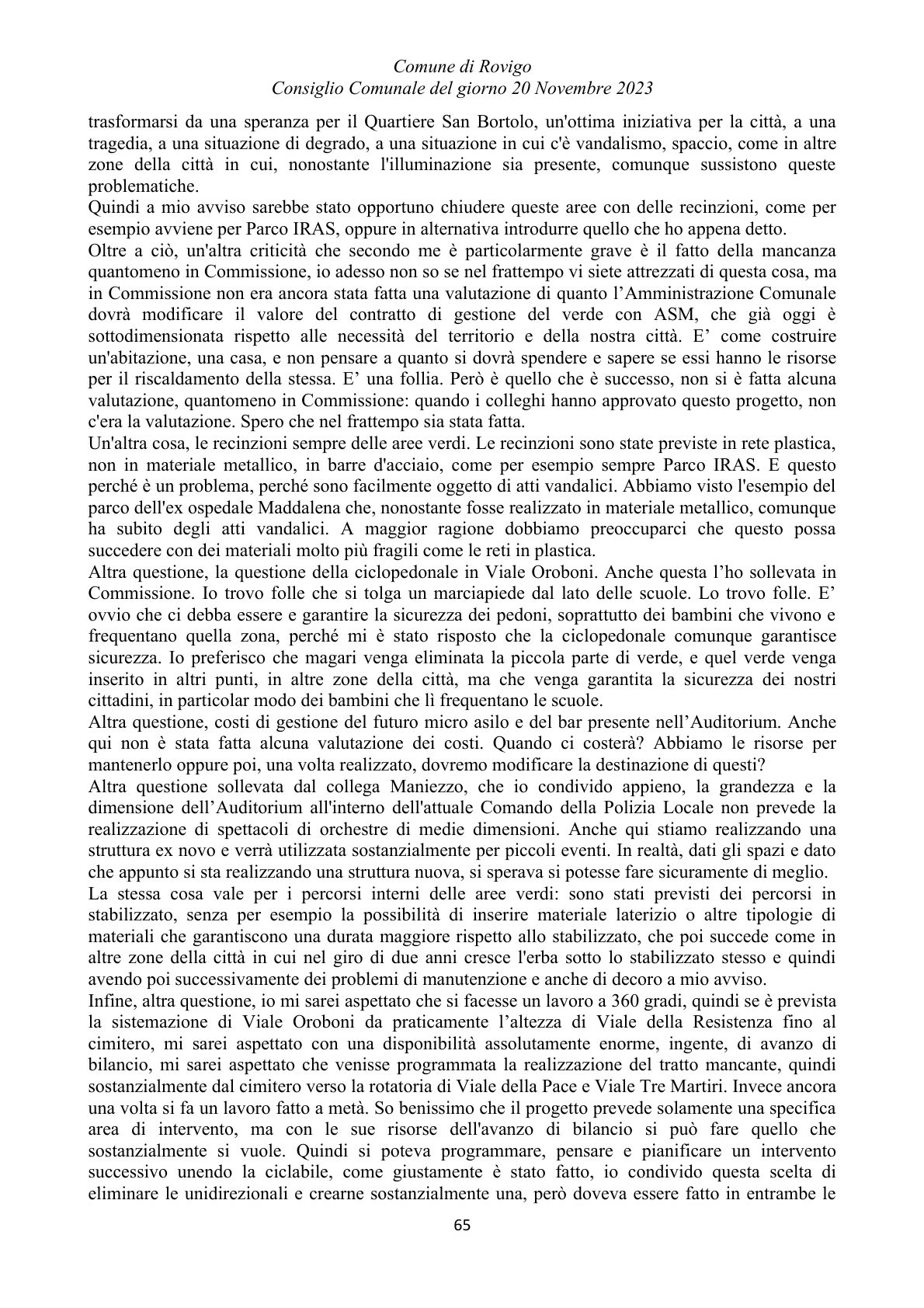 Pagina 65 del verbale