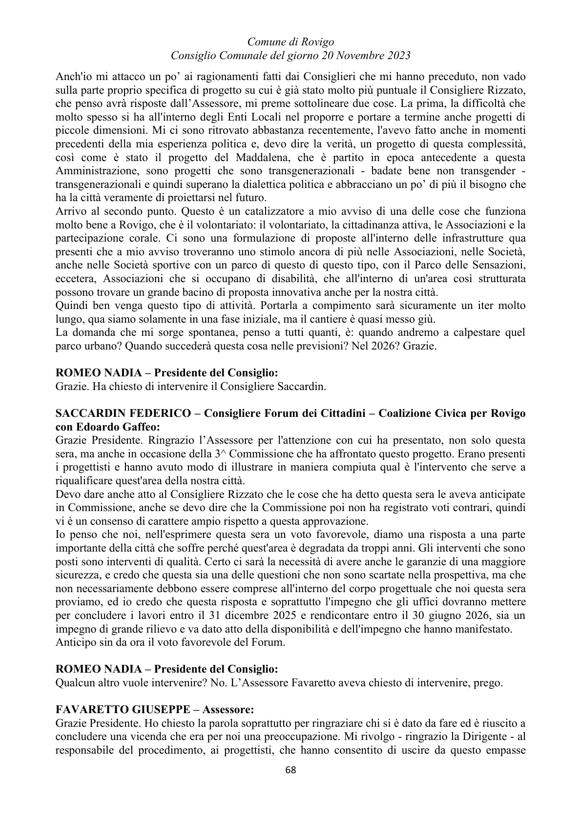Pagina 68 del verbale