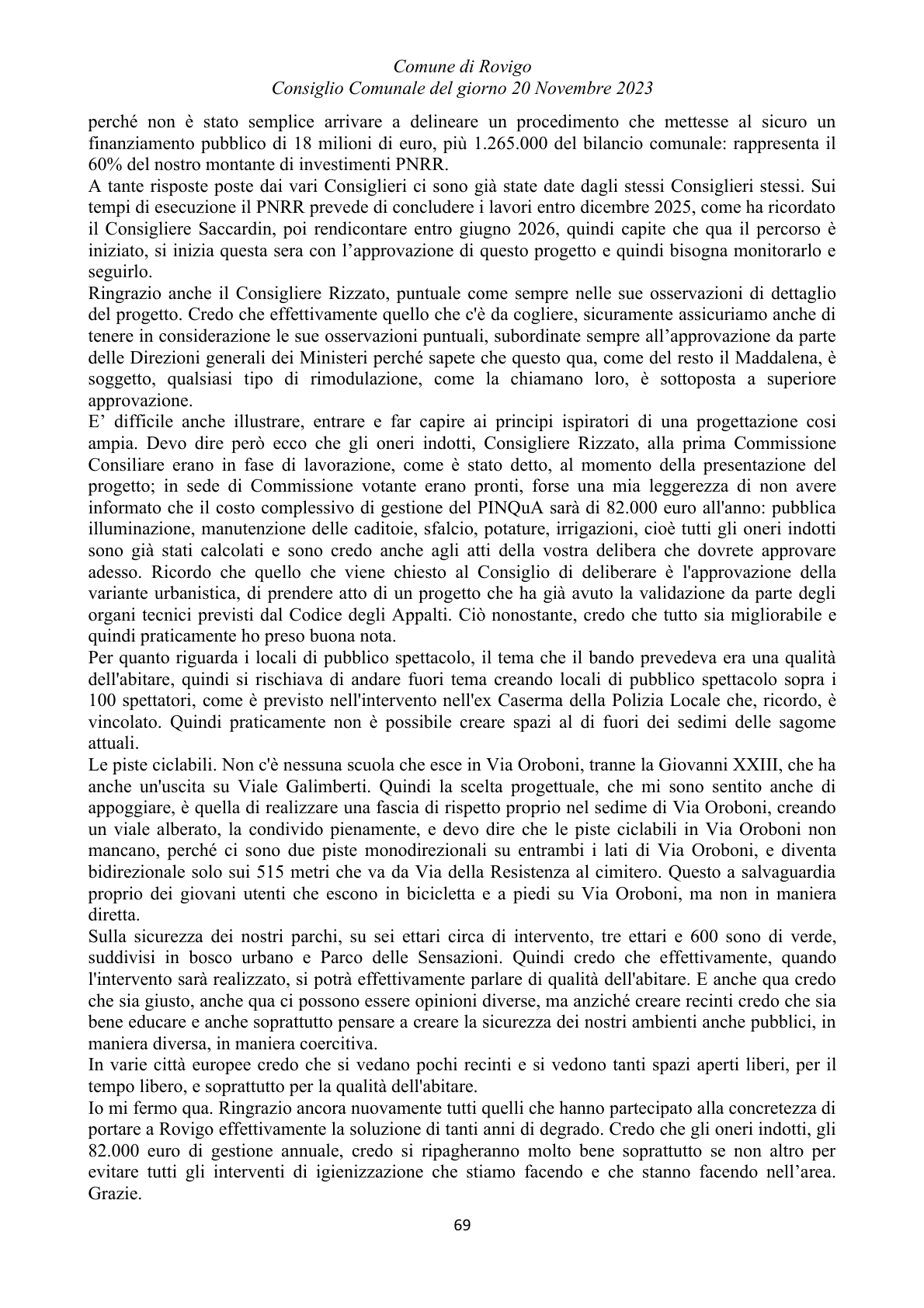 Pagina 69 del verbale