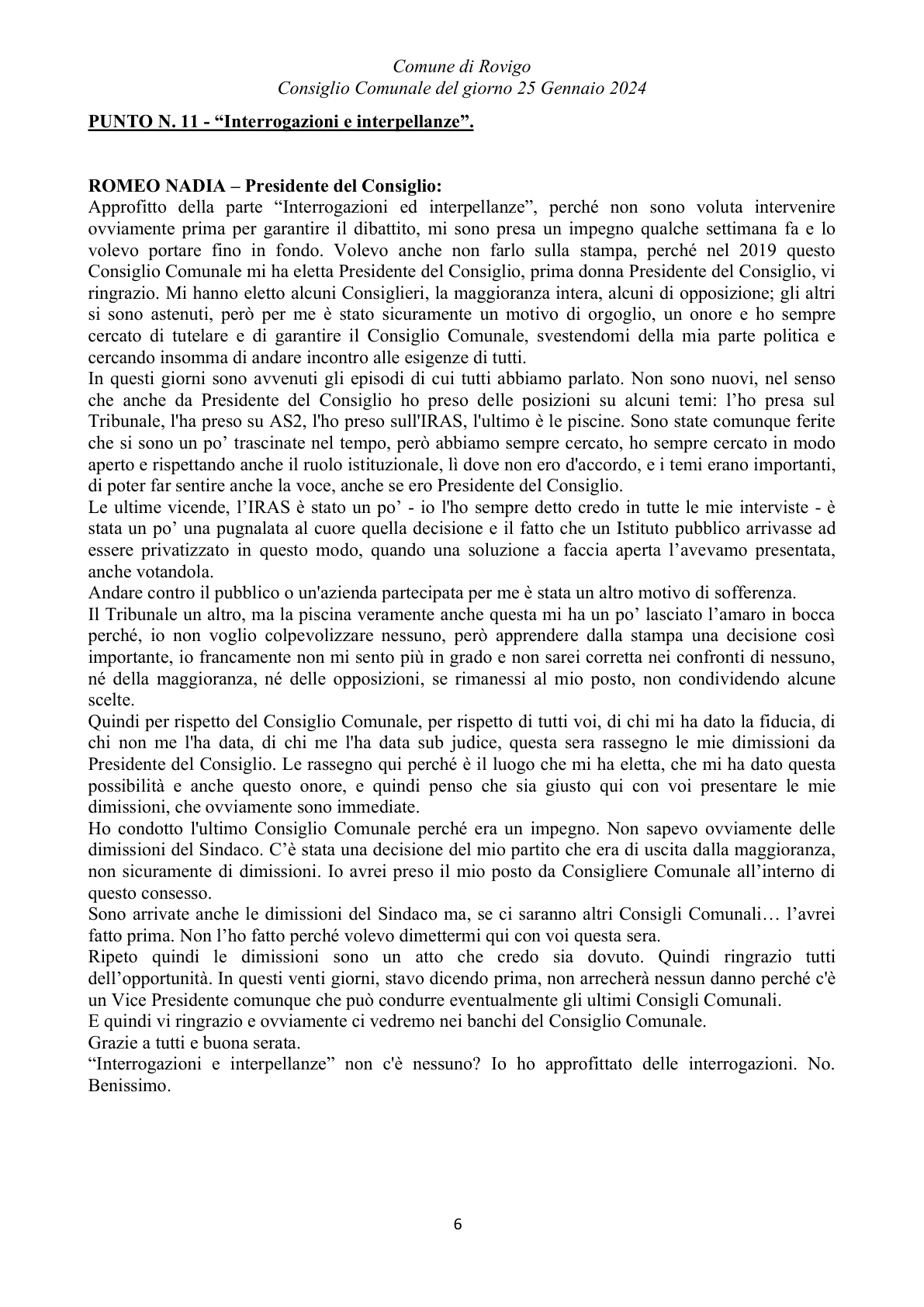Pagina 61 del verbale