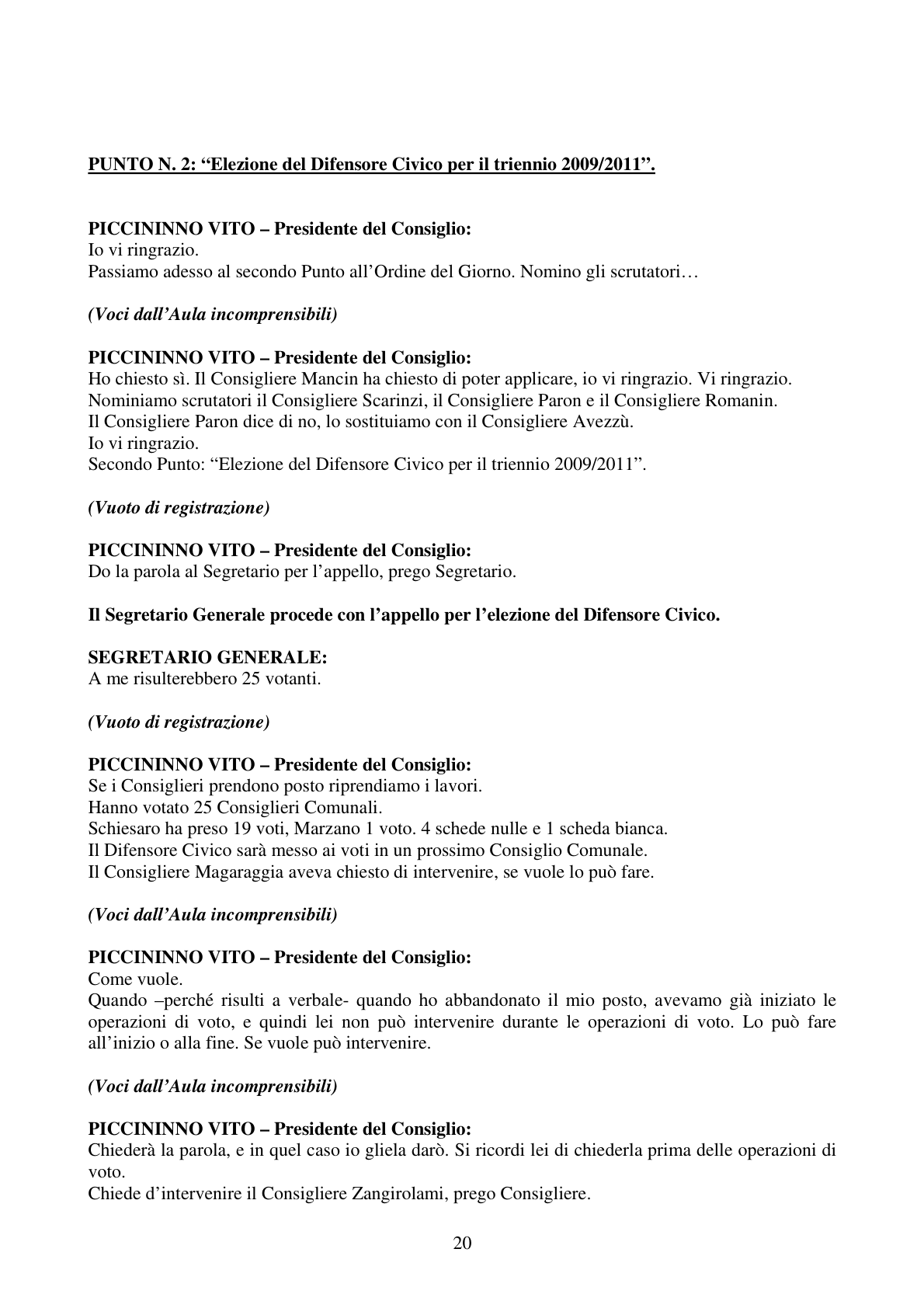Pagina 20 del verbale