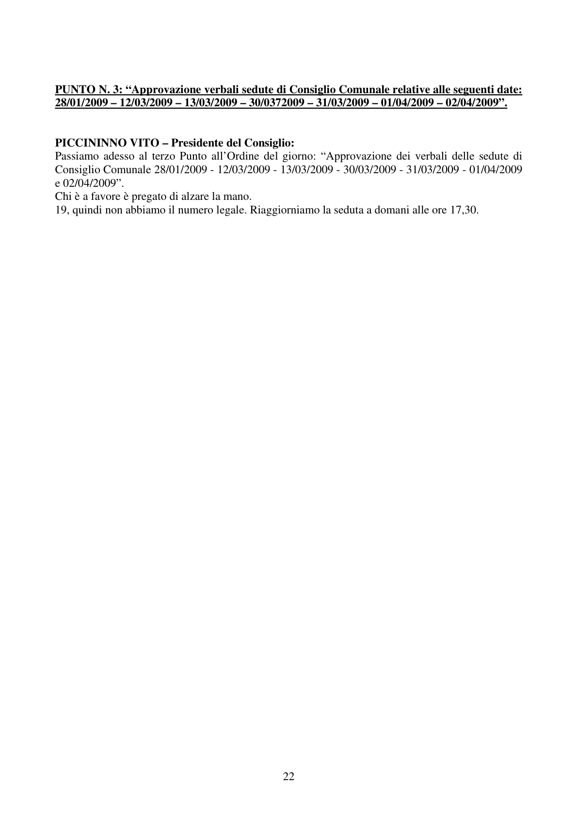 Pagina 22 del verbale