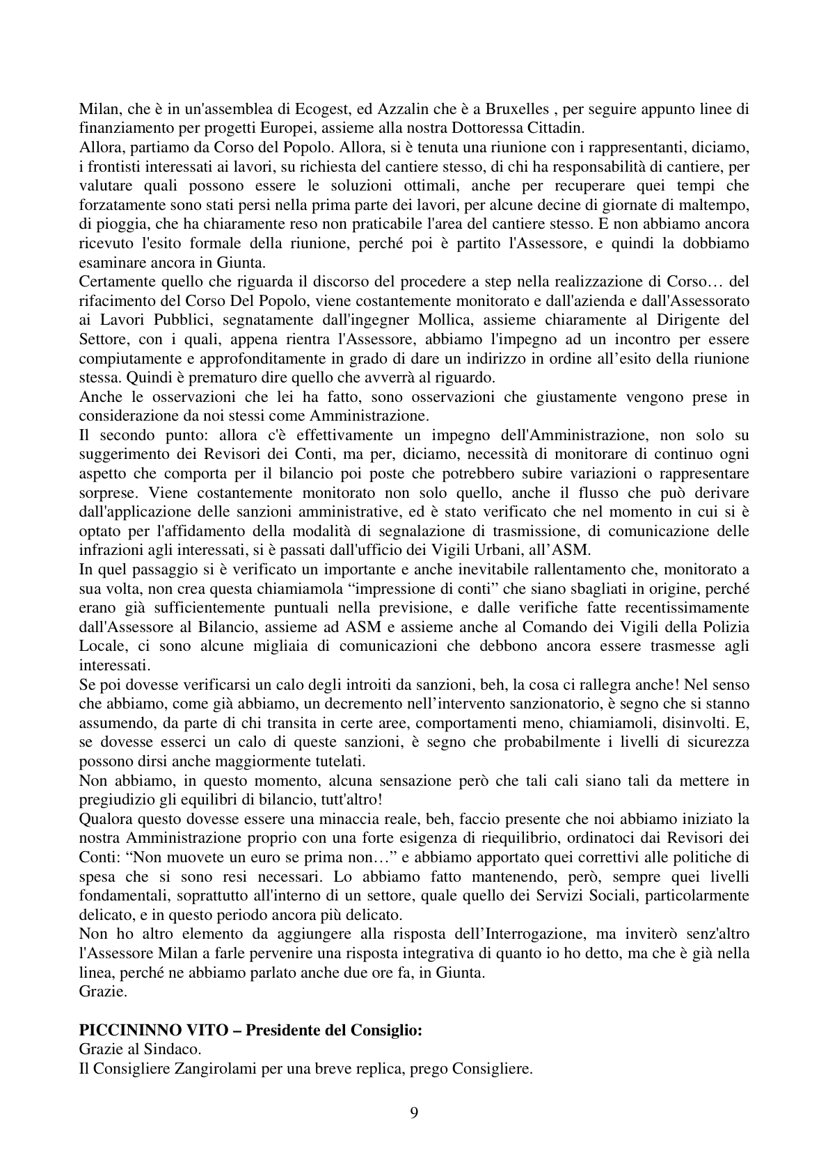 Pagina 9 del verbale