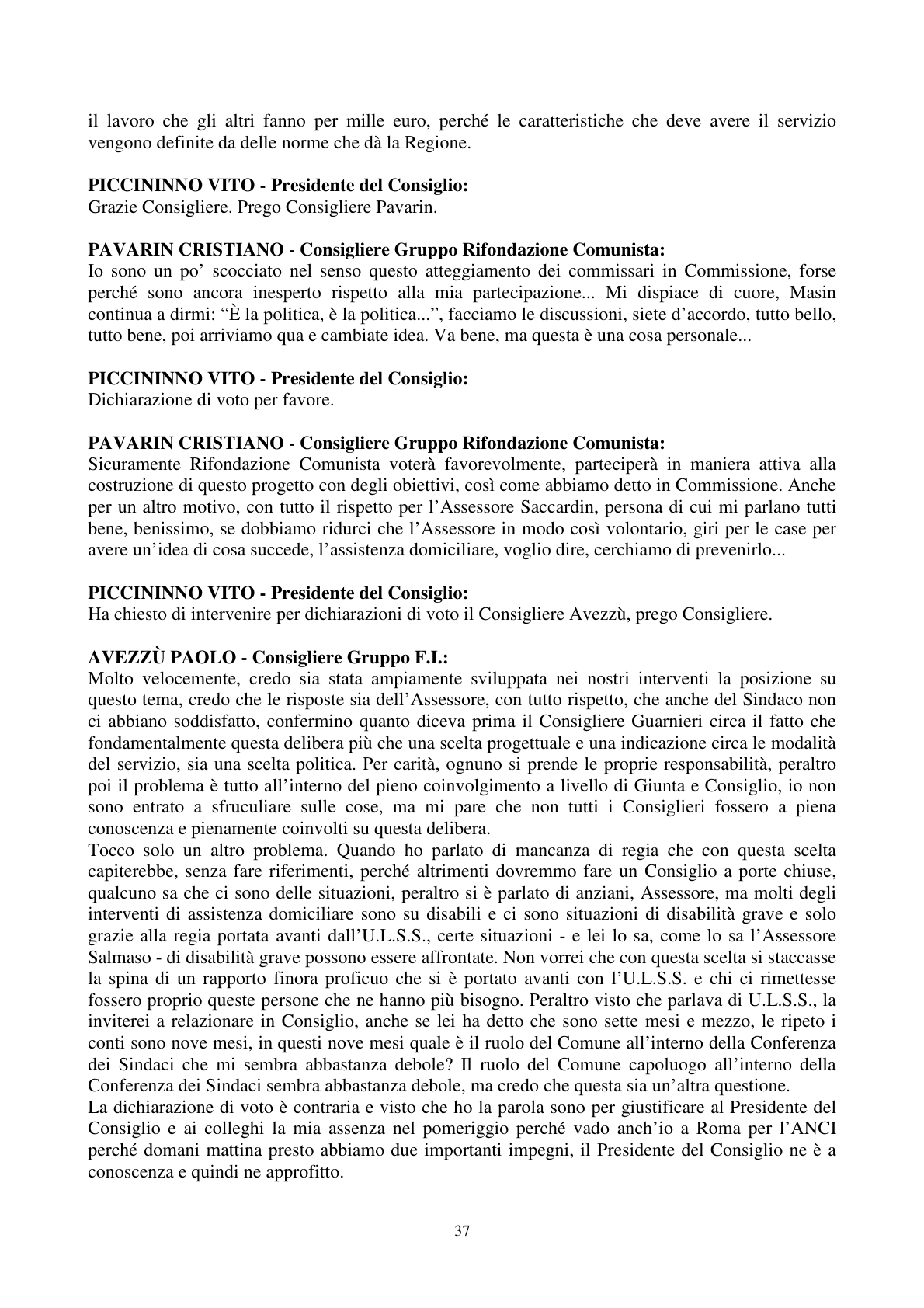 Pagina 38 del verbale