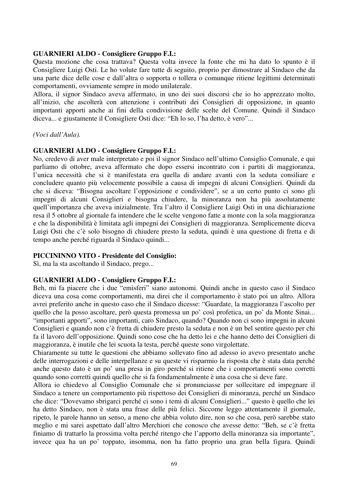Pagina 70 del verbale