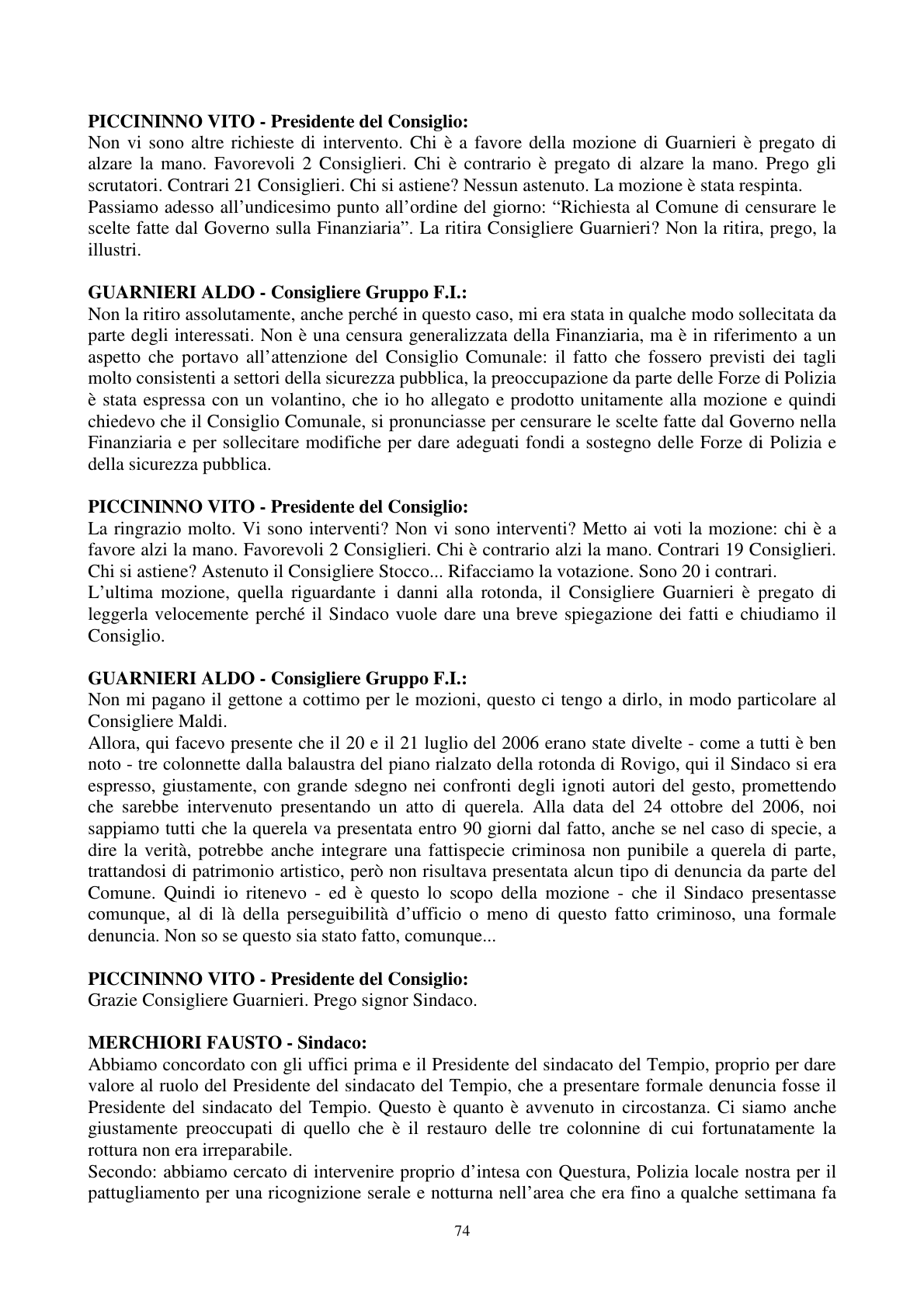 Pagina 75 del verbale